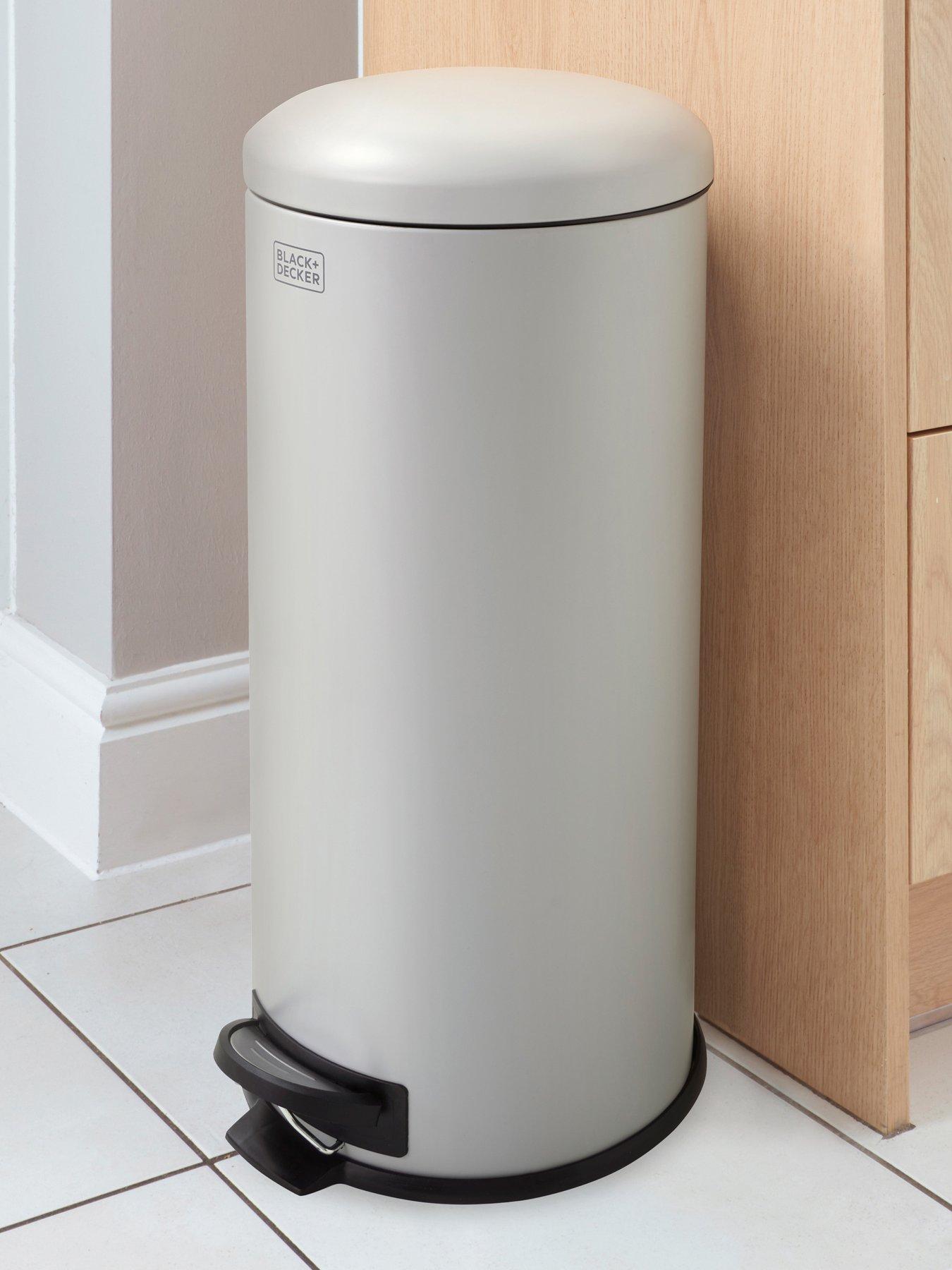 black-decker-bd-30l-dome-lid-pedal-bin-greyfront