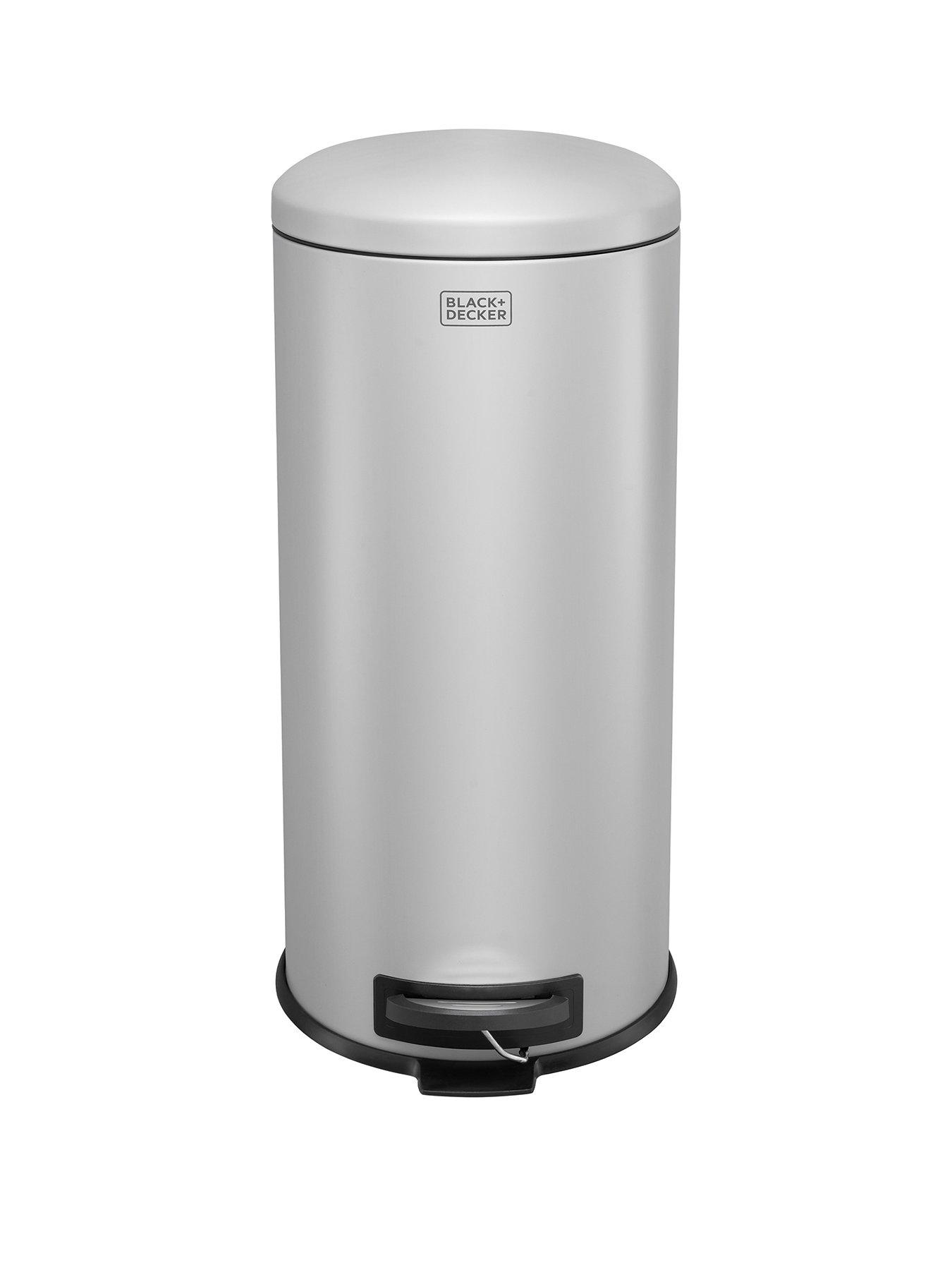 black-decker-bd-30l-dome-lid-pedal-bin-greystillFront