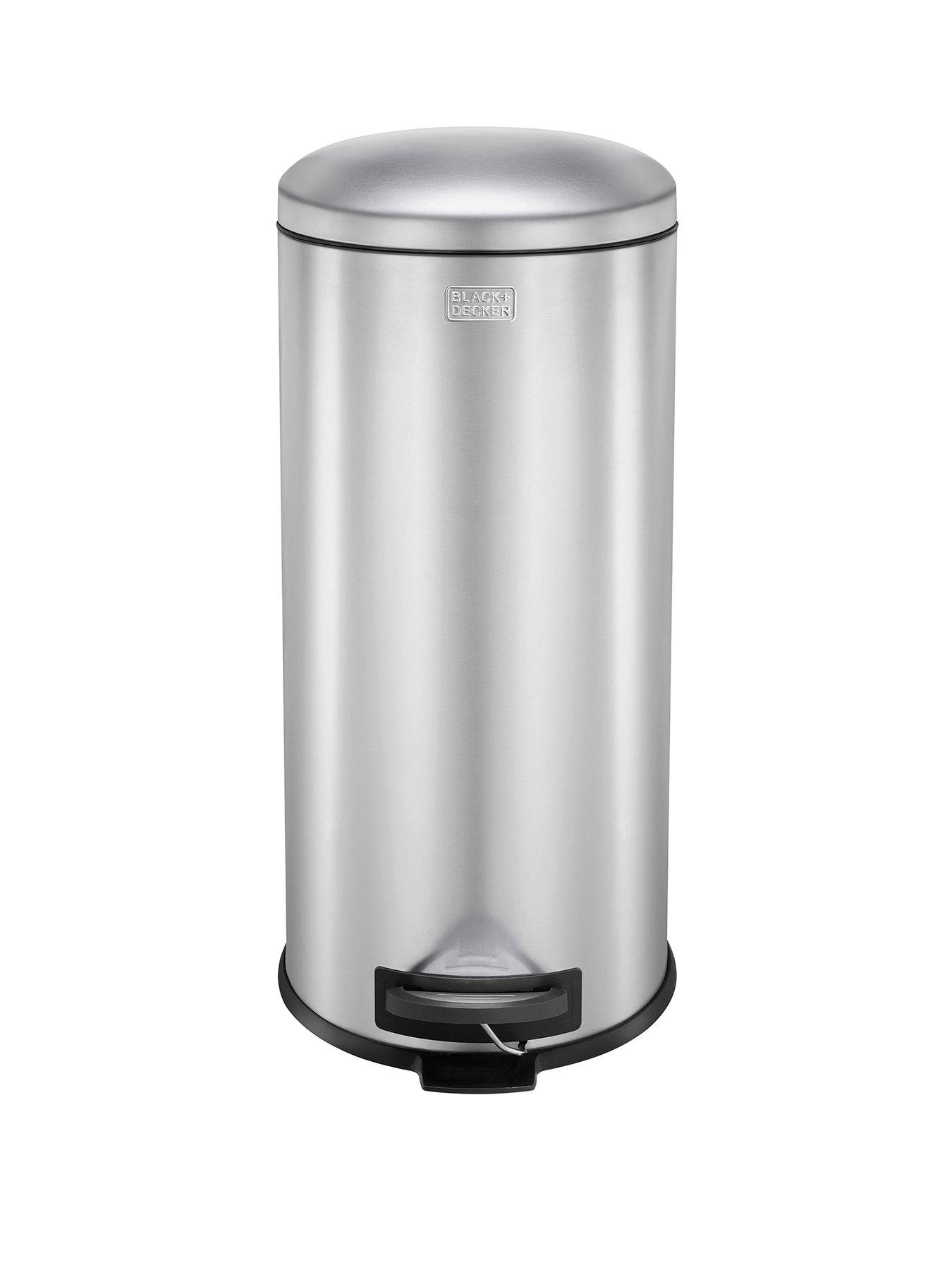 black-decker-bd-30l-dome-lid-pedal-bin-stainless-steelstillFront