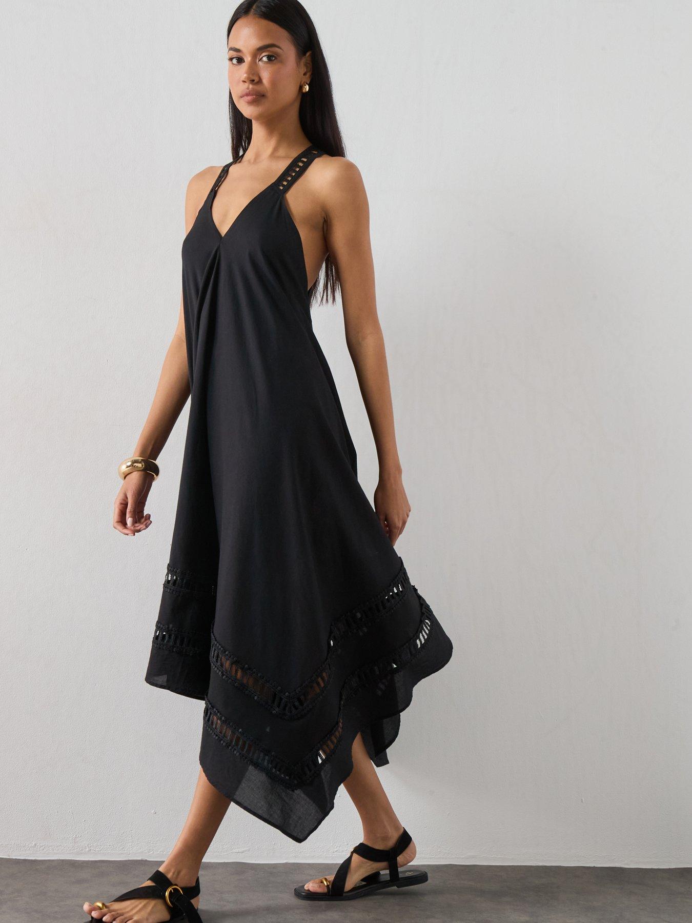 Image 3 of 6 of AllSaints Lil Midi Dress - Black