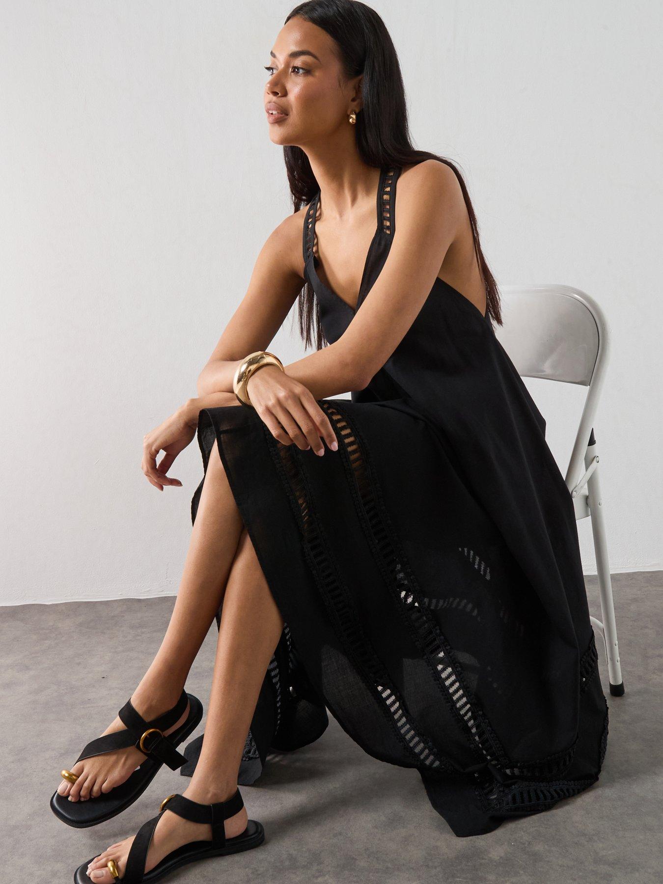 Image 5 of 6 of AllSaints Lil Midi Dress - Black