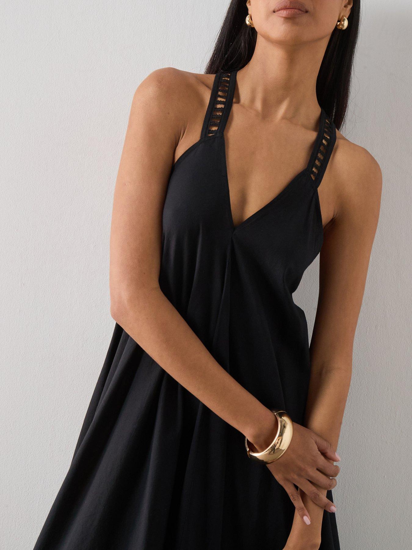 Image 6 of 6 of AllSaints Lil Midi Dress - Black