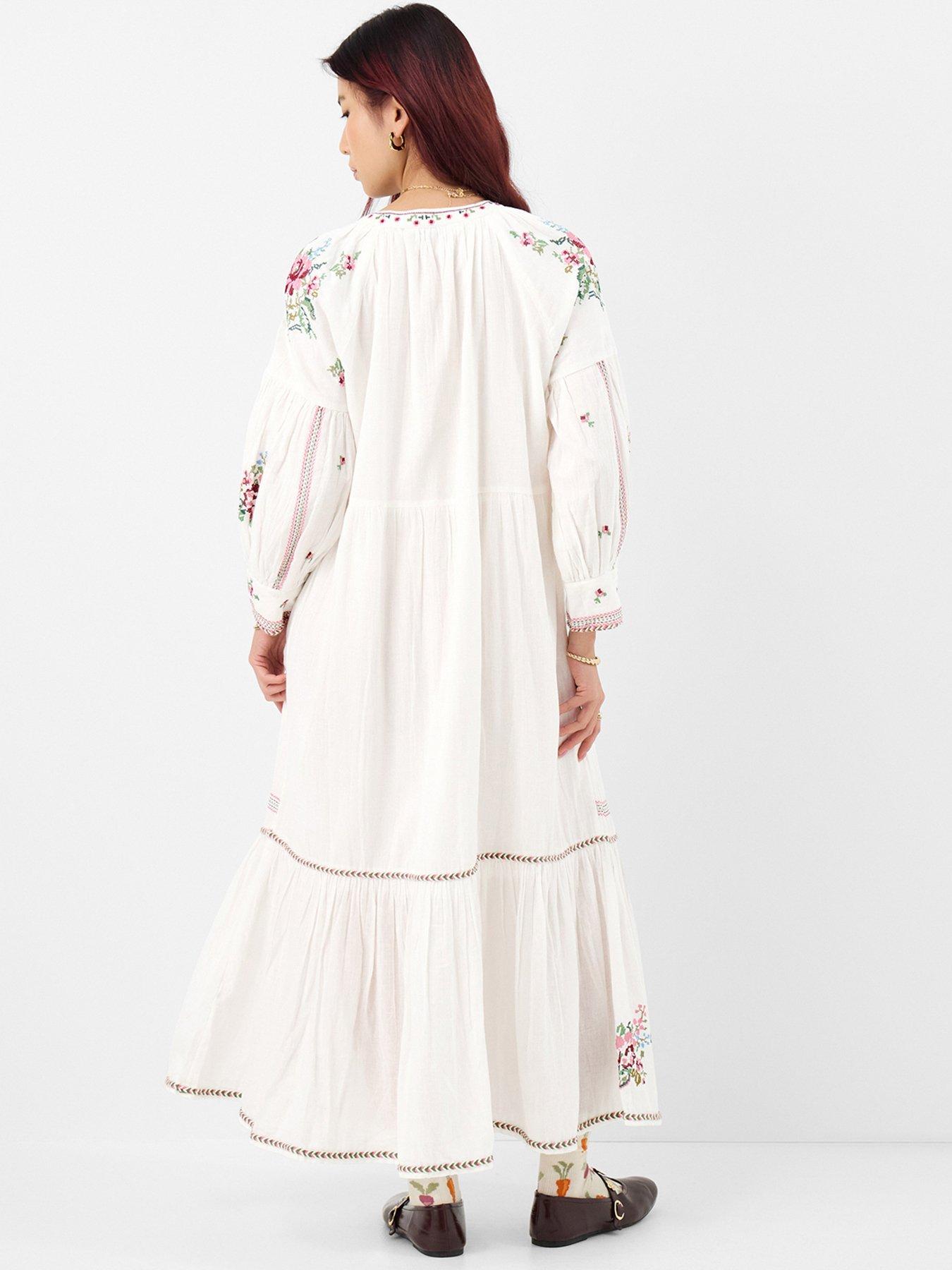 Image 2 of 4 of Accessorize Floral Embroidered Maxi Dress