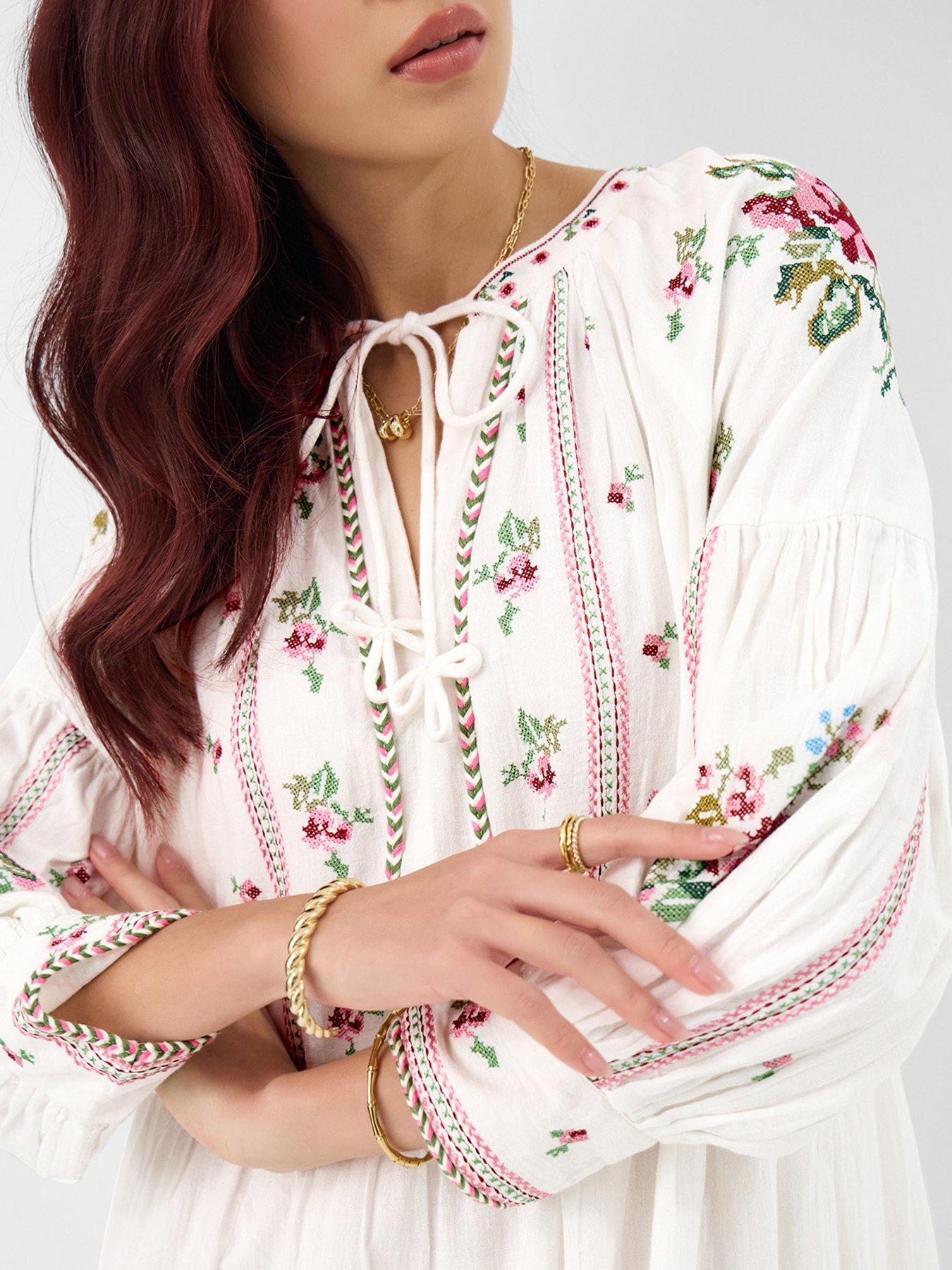 Image 3 of 4 of Accessorize Floral Embroidered Maxi Dress