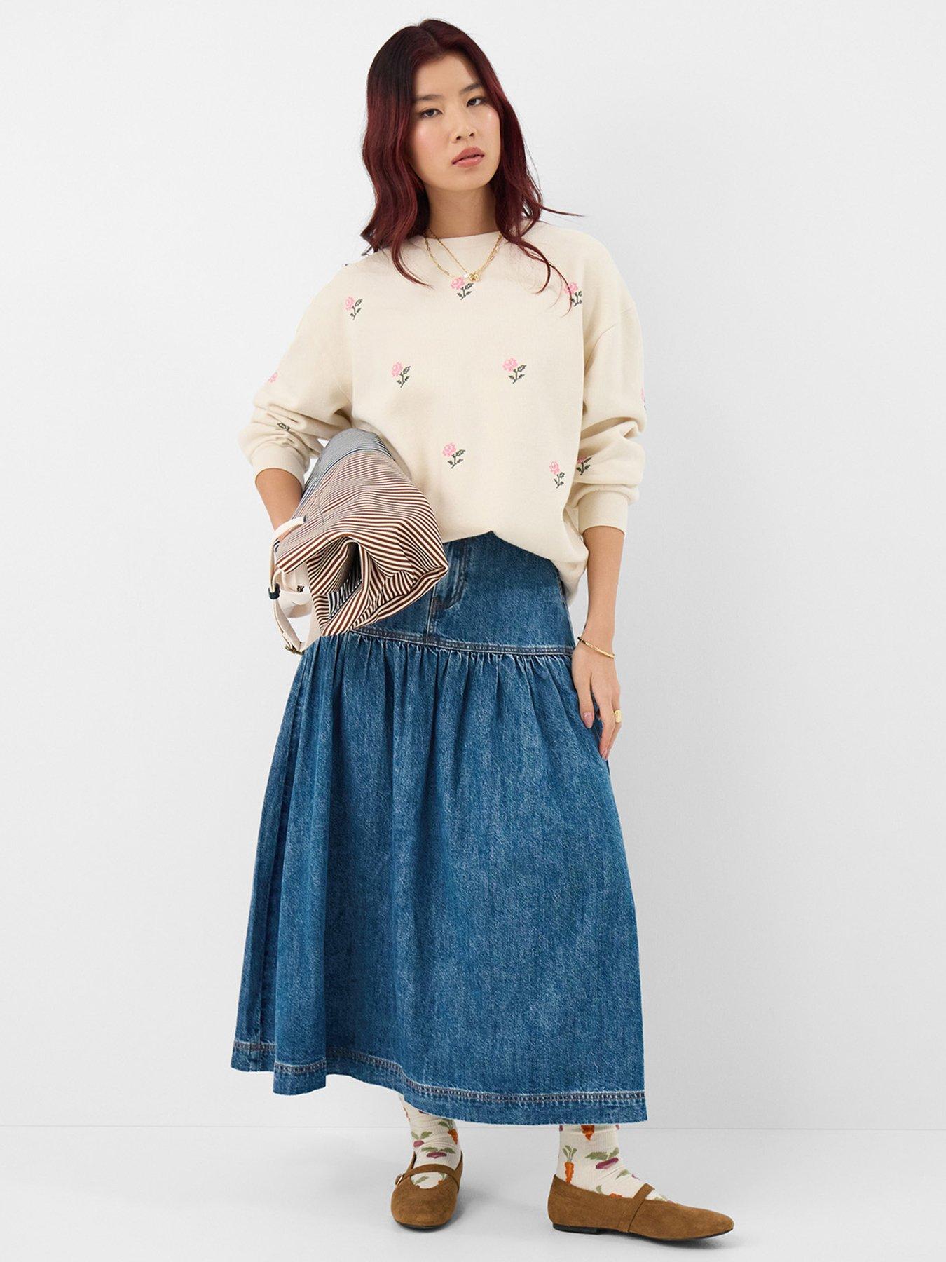 Image 3 of 4 of Accessorize Denim Midi Skirt