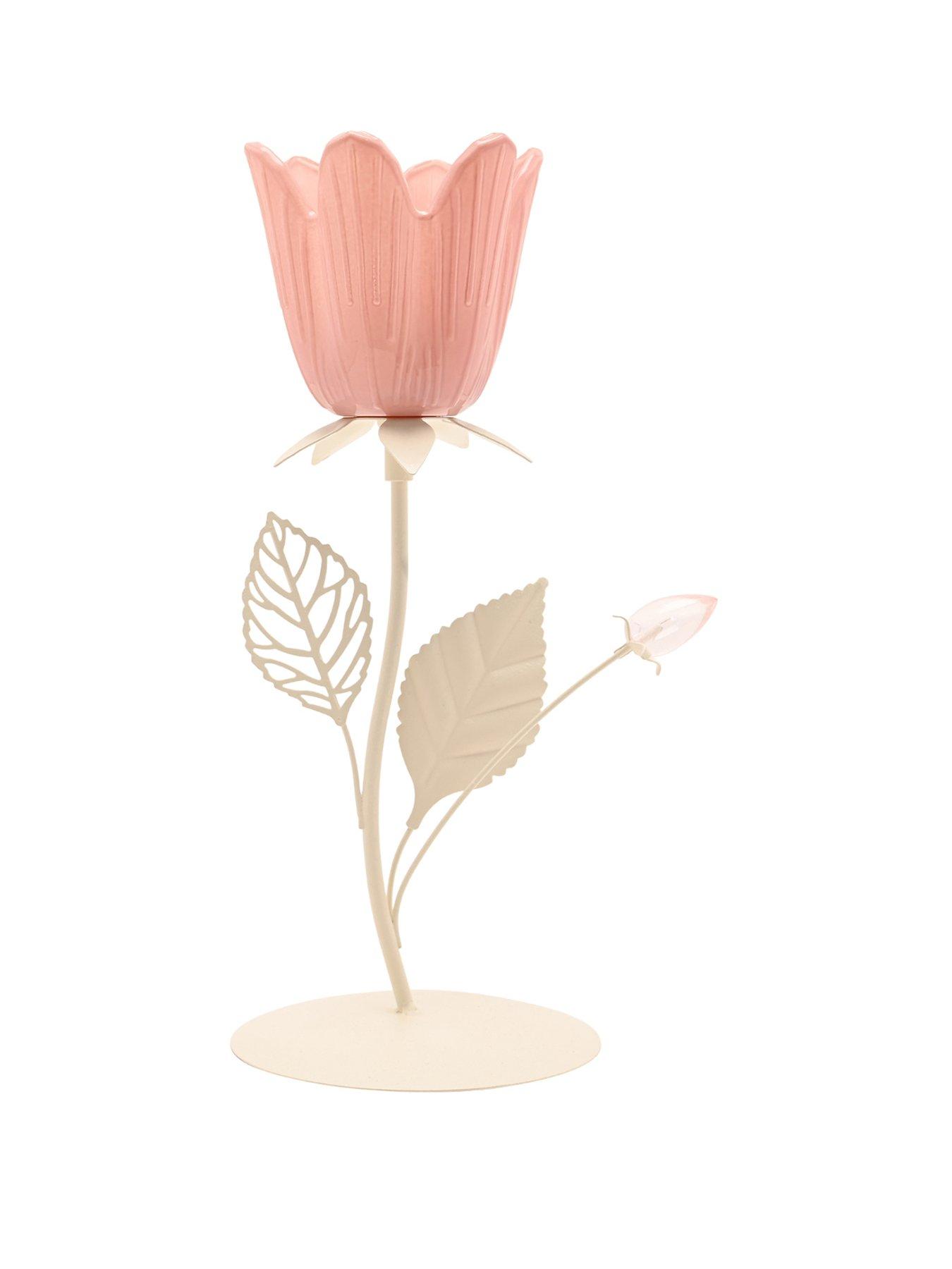 Hestia Hestia Pink  &  Cream Floral Single Candle Holder