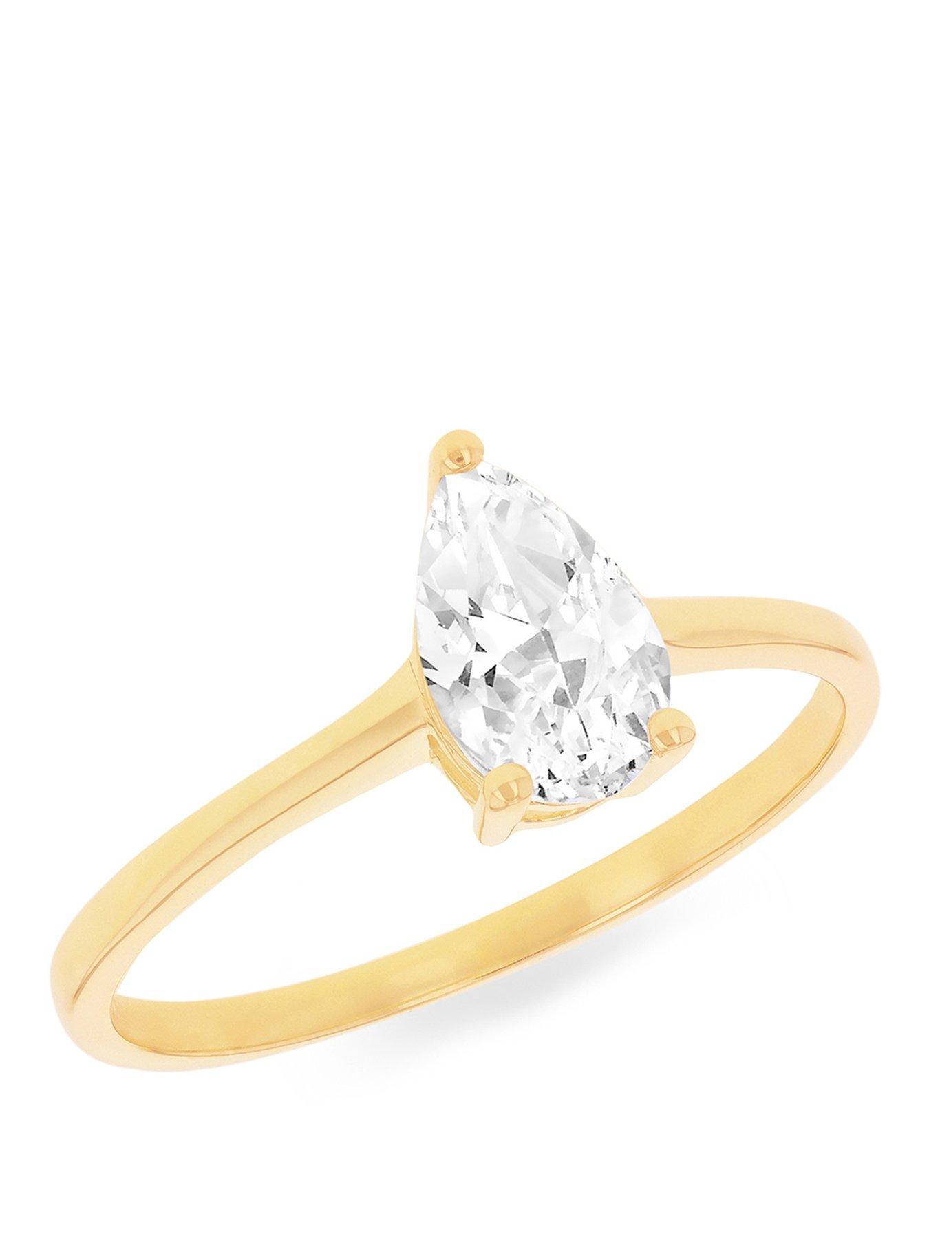 The Love Collection 9ct Yellow Gold 8 x 5mm Pear CZ Ring