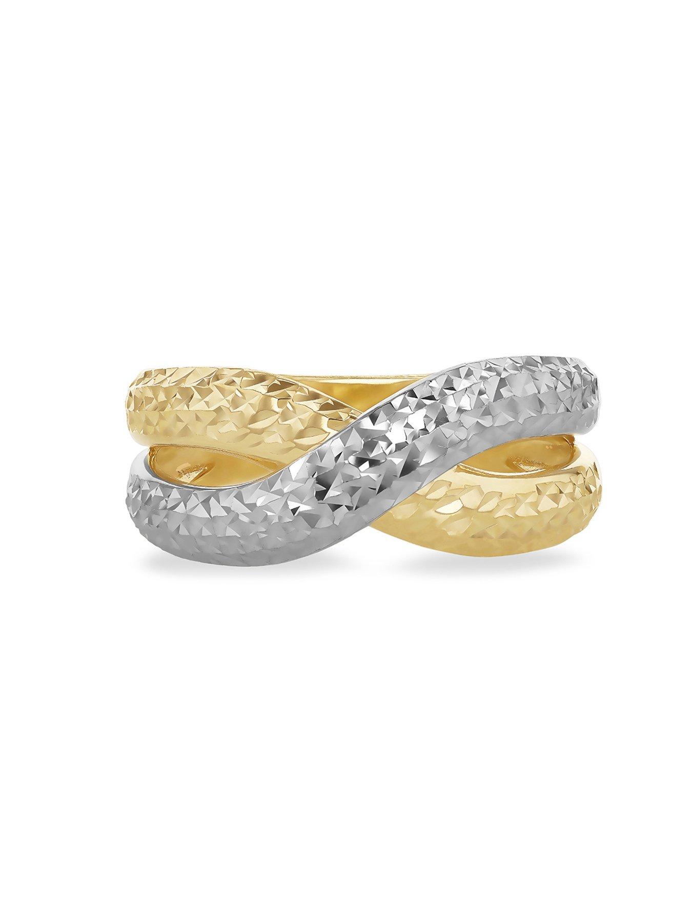 the-love-collection-9ct-2-colour-gold-diamond-cut-crossover-ringstillFront