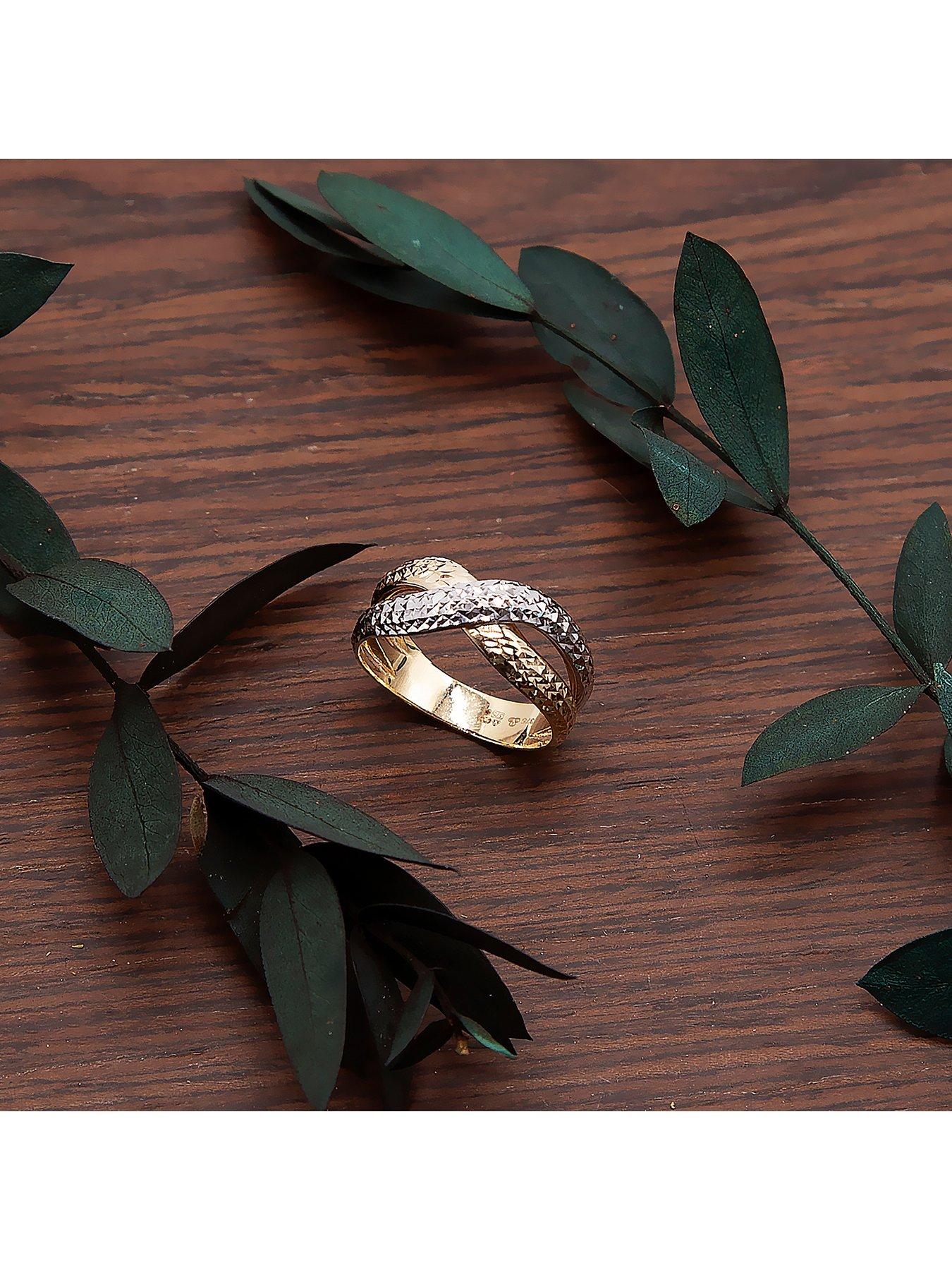 the-love-collection-9ct-2-colour-gold-diamond-cut-crossover-ringdetail