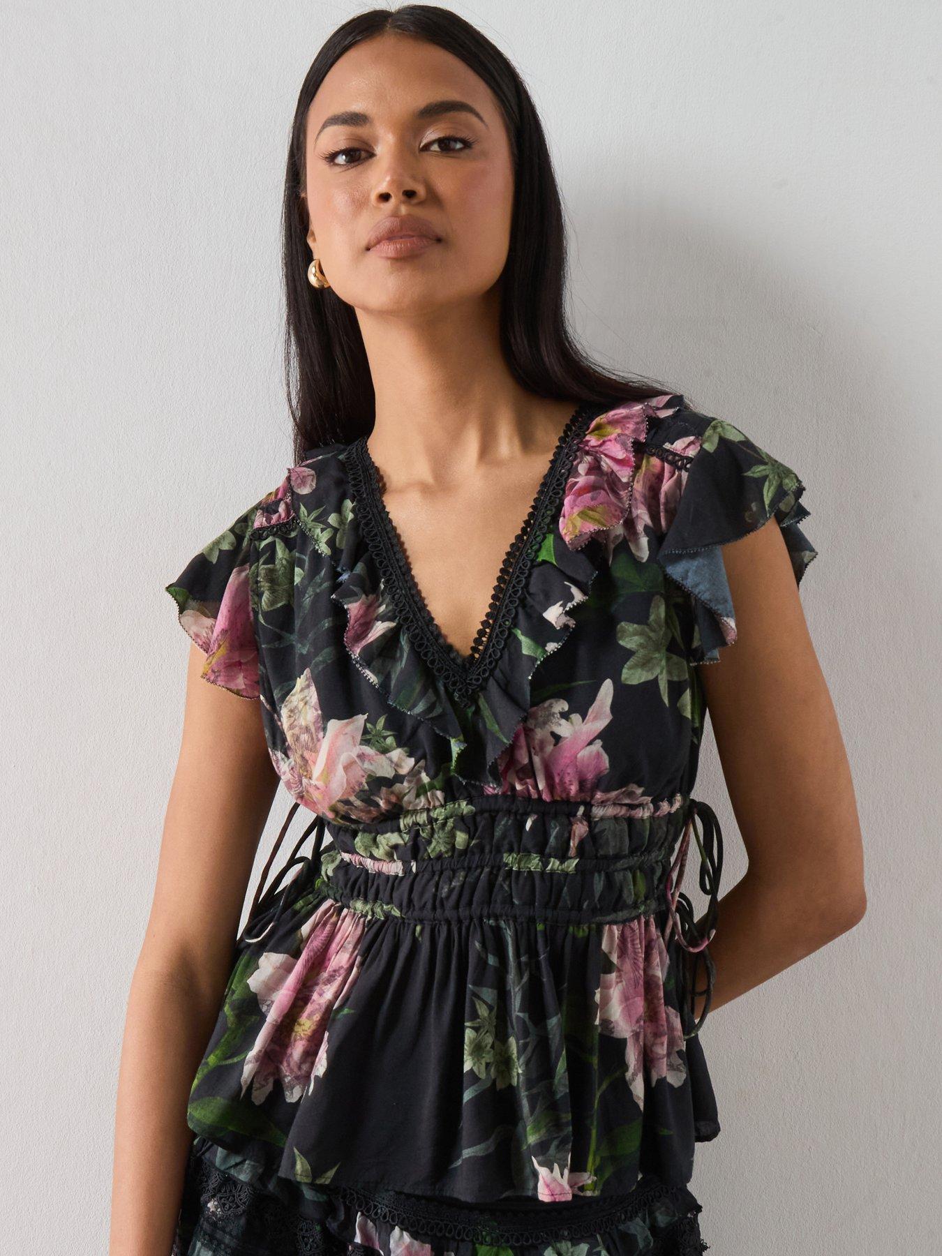 Image 1 of 6 of AllSaints Canto Top - Black