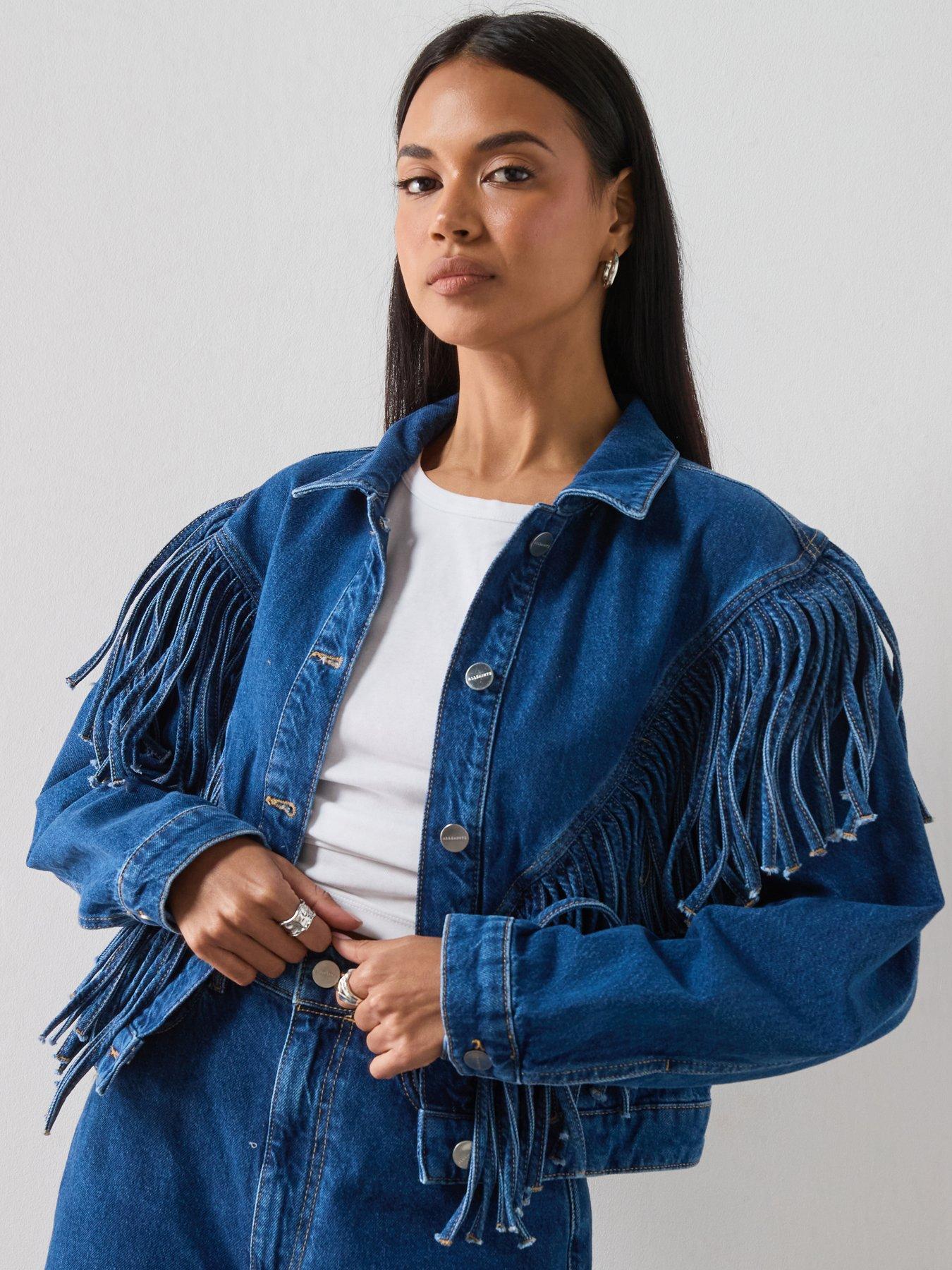 AllSaints Marlene Tassel Denim Jacket - Blue