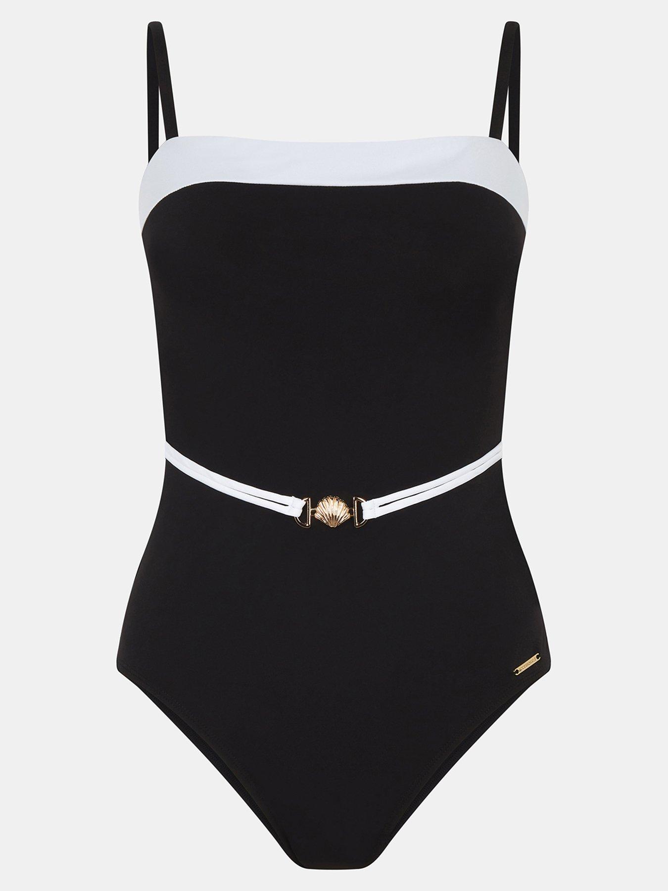 Image 5 of 5 of Accessorize Mono Belted Shaping Swimsuit