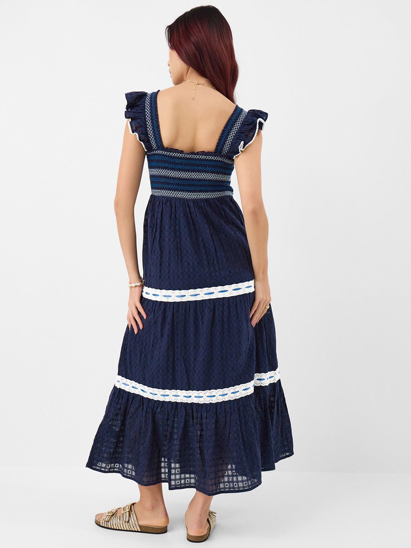 Image 2 of 4 of Accessorize Smocked Lace Midi Dress