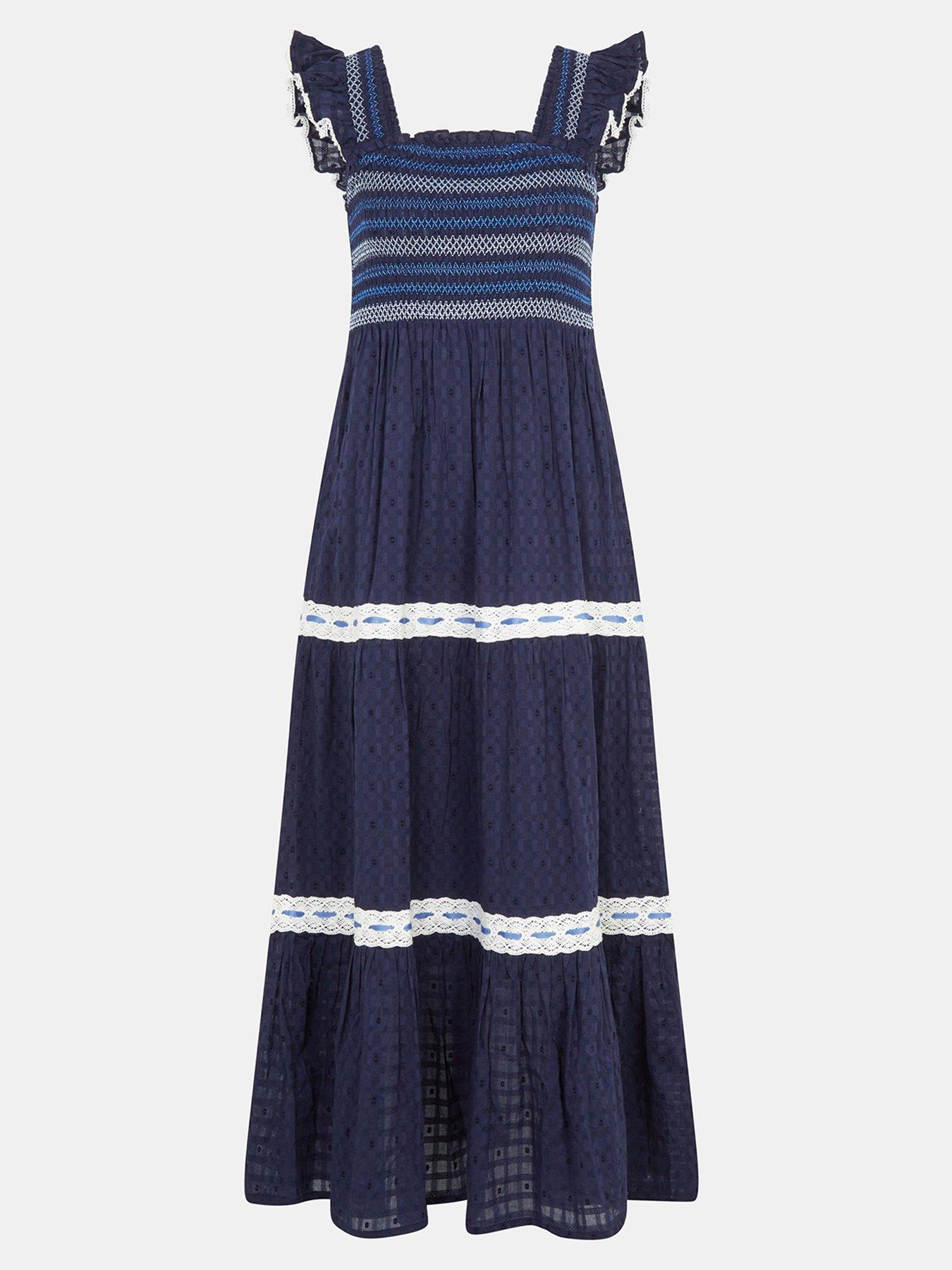 Image 4 of 4 of Accessorize Smocked Lace Midi Dress