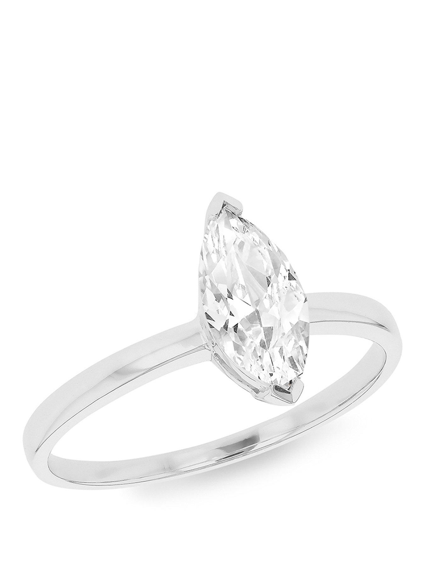 Image 1 of 5 of The Love Collection 9ct White Gold 5mm Marquise Cubic Zirconia Ring