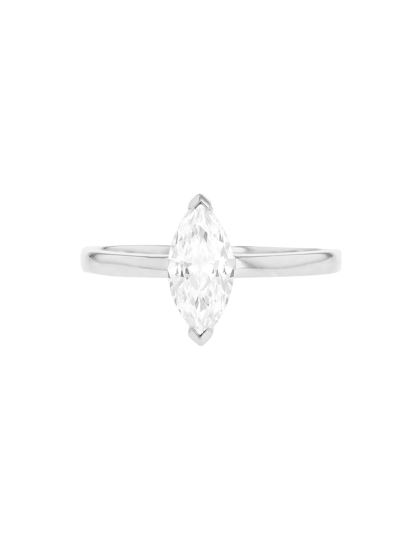 Image 2 of 5 of The Love Collection 9ct White Gold 5mm Marquise Cubic Zirconia Ring