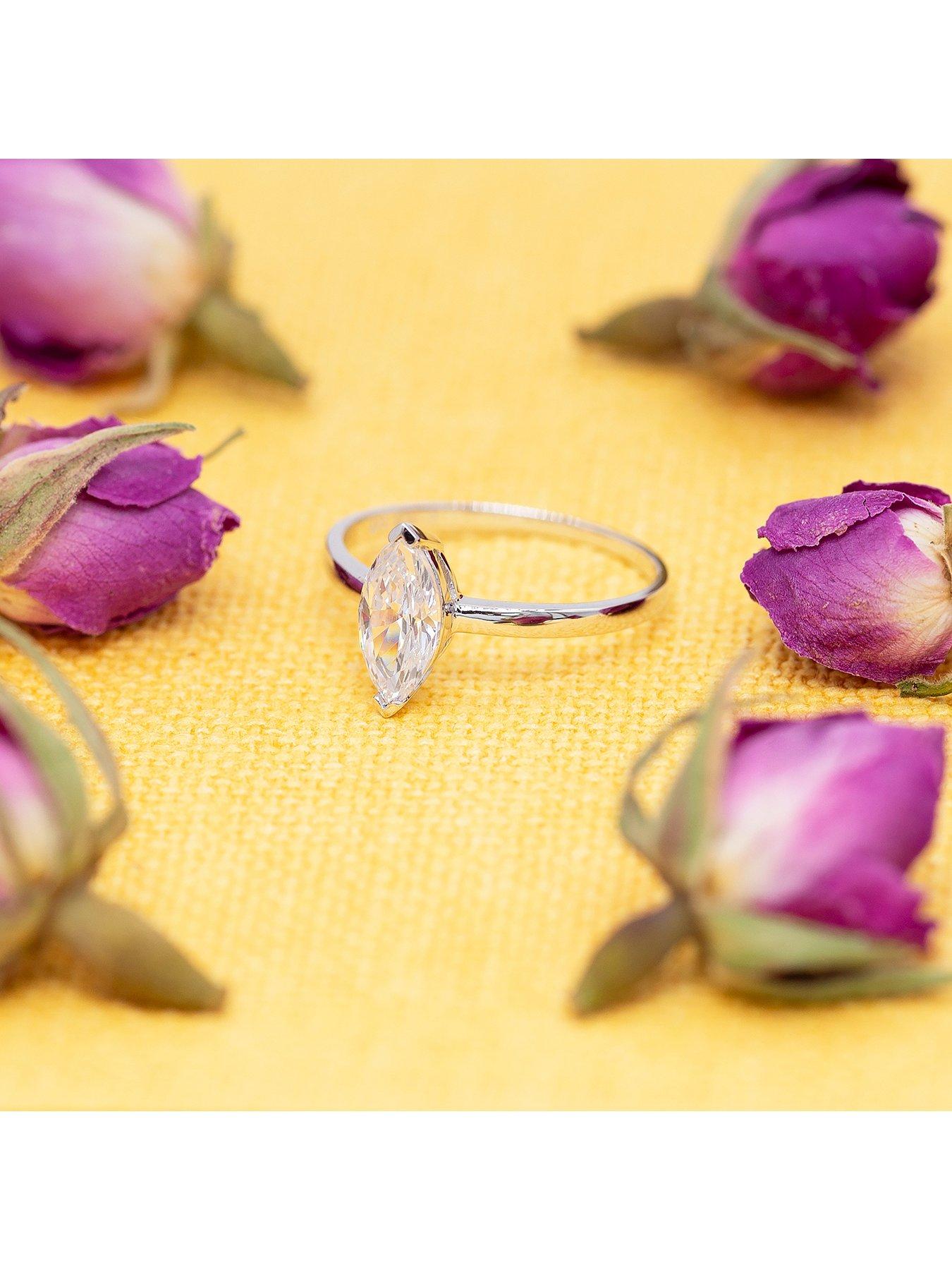 Image 5 of 5 of The Love Collection 9ct White Gold 5mm Marquise Cubic Zirconia Ring