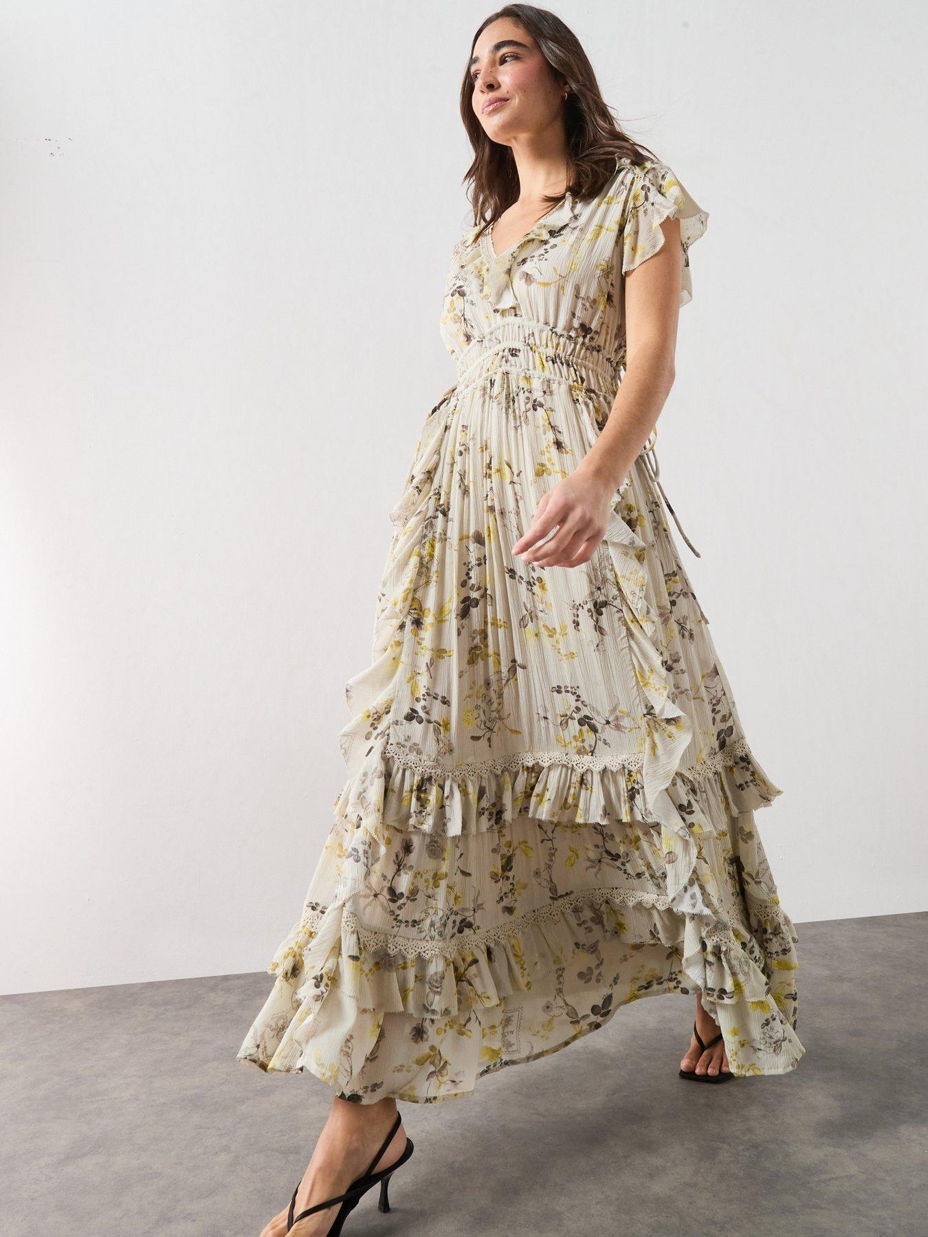 Image 1 of 6 of AllSaints Canto Maxi Dress - Green
