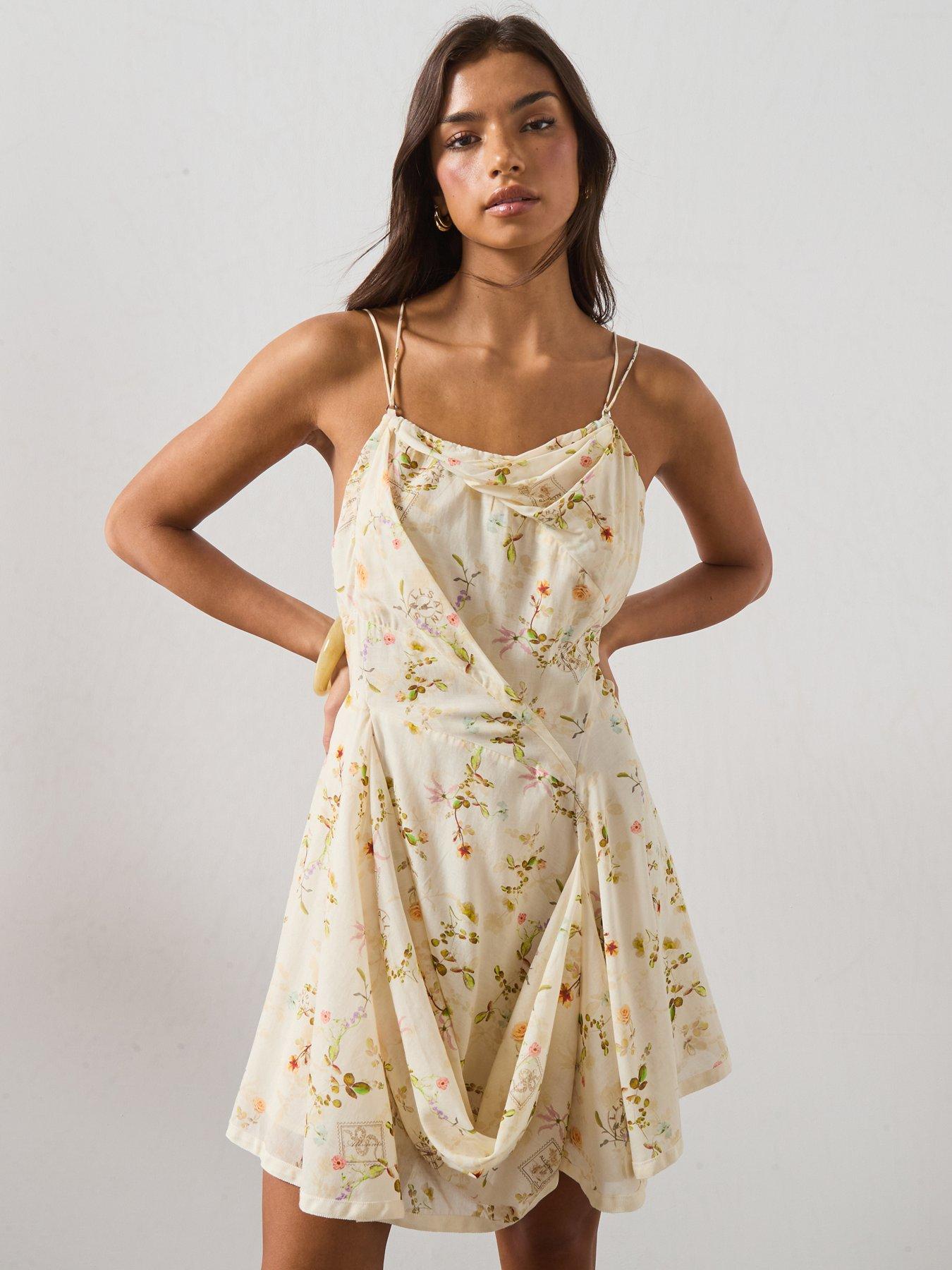 Image 1 of 6 of AllSaints Claire Mini Dress - Pink