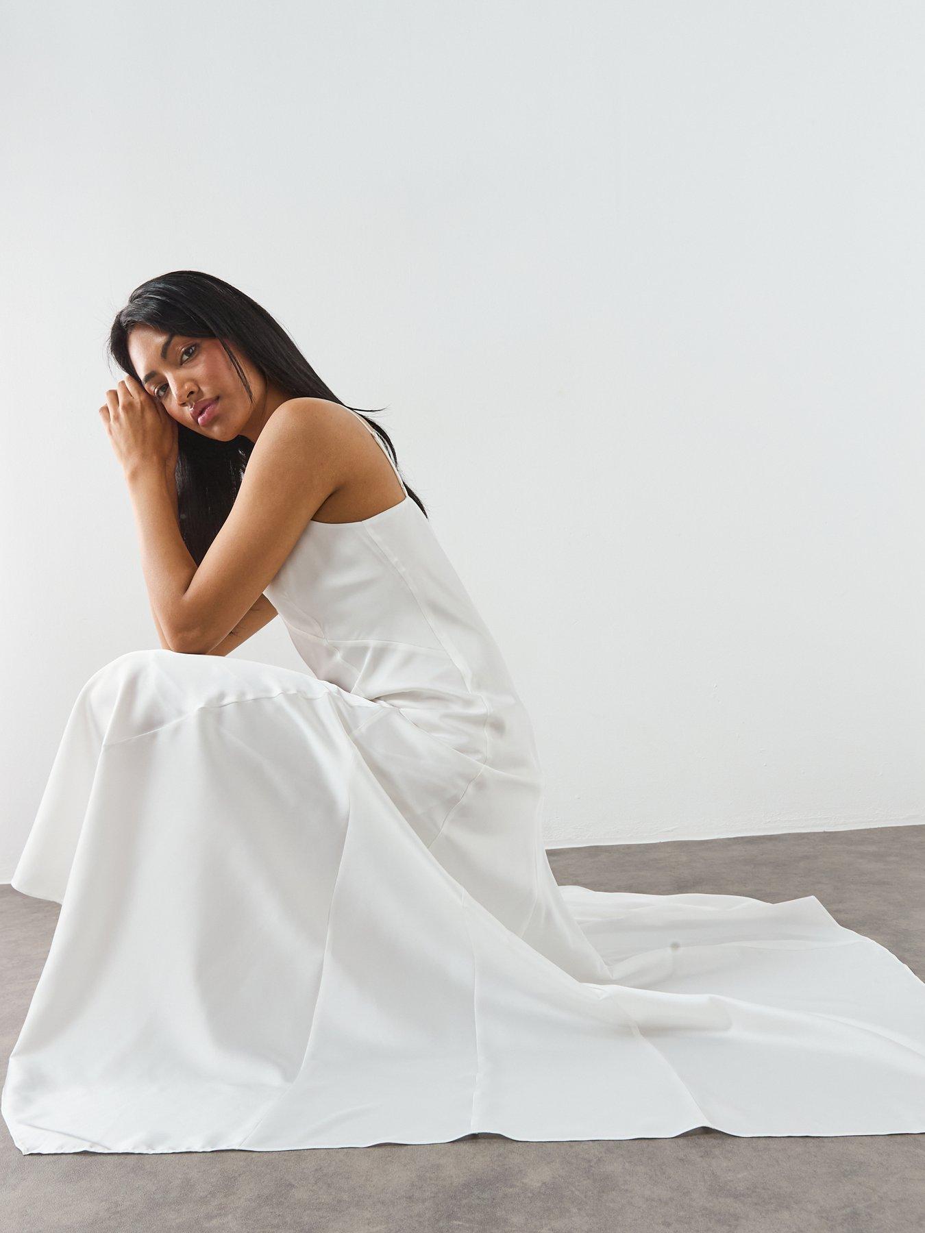 Image 5 of 7 of AllSaints Ava Strappy Satin Midi Dress - White