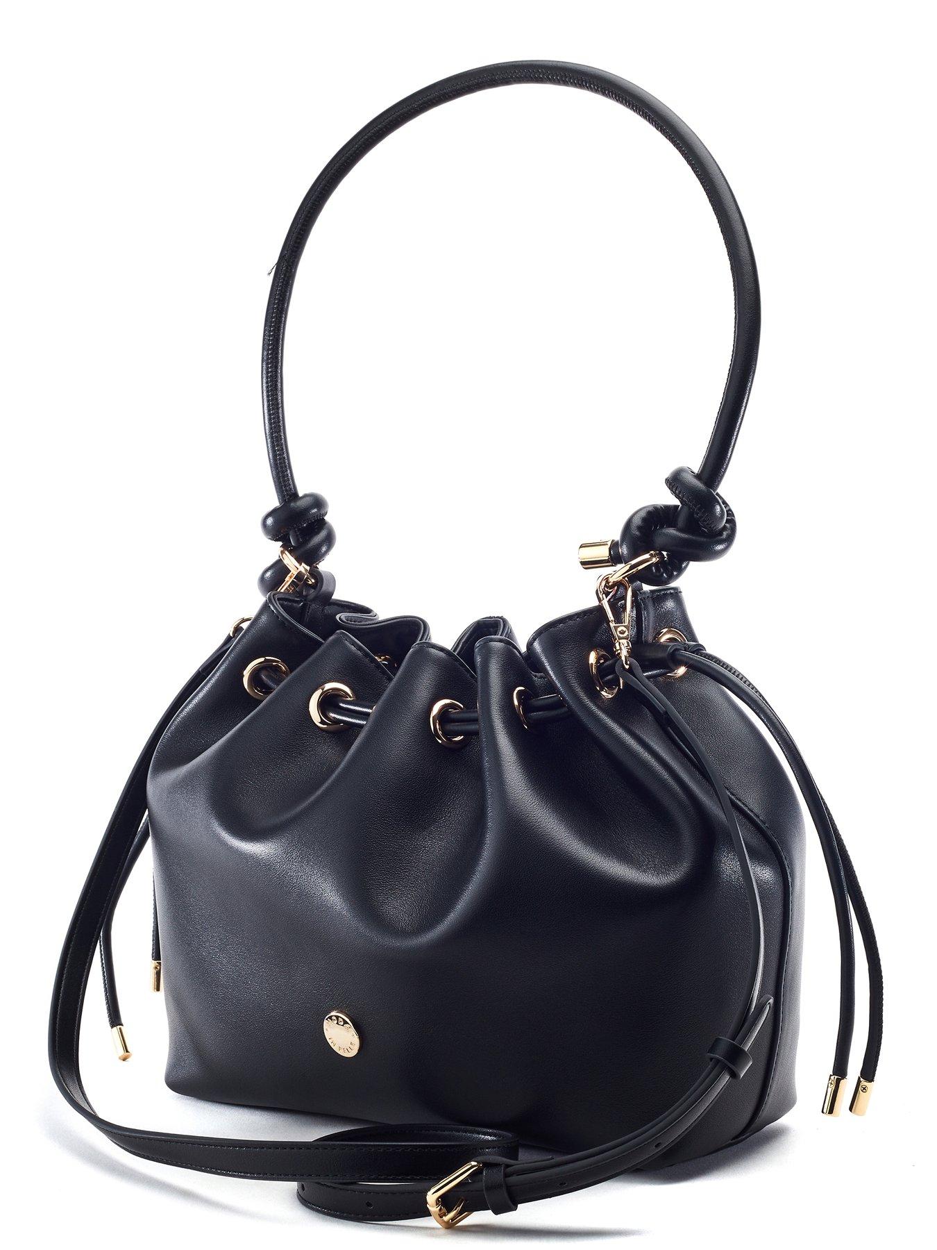 Image 3 of 3 of Moda In Pelle Ruched Eyelet Detail Knot Bag - Black