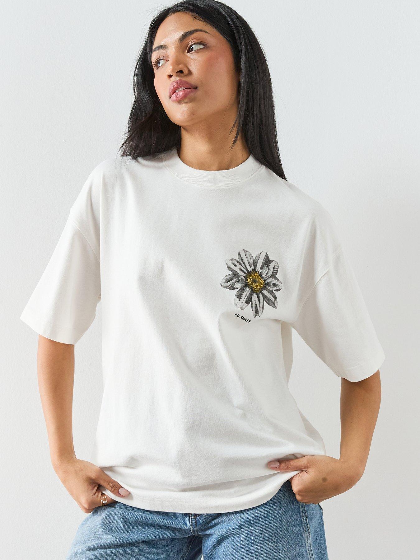 Image 2 of 5 of AllSaints Petal Etta Print Tee - White