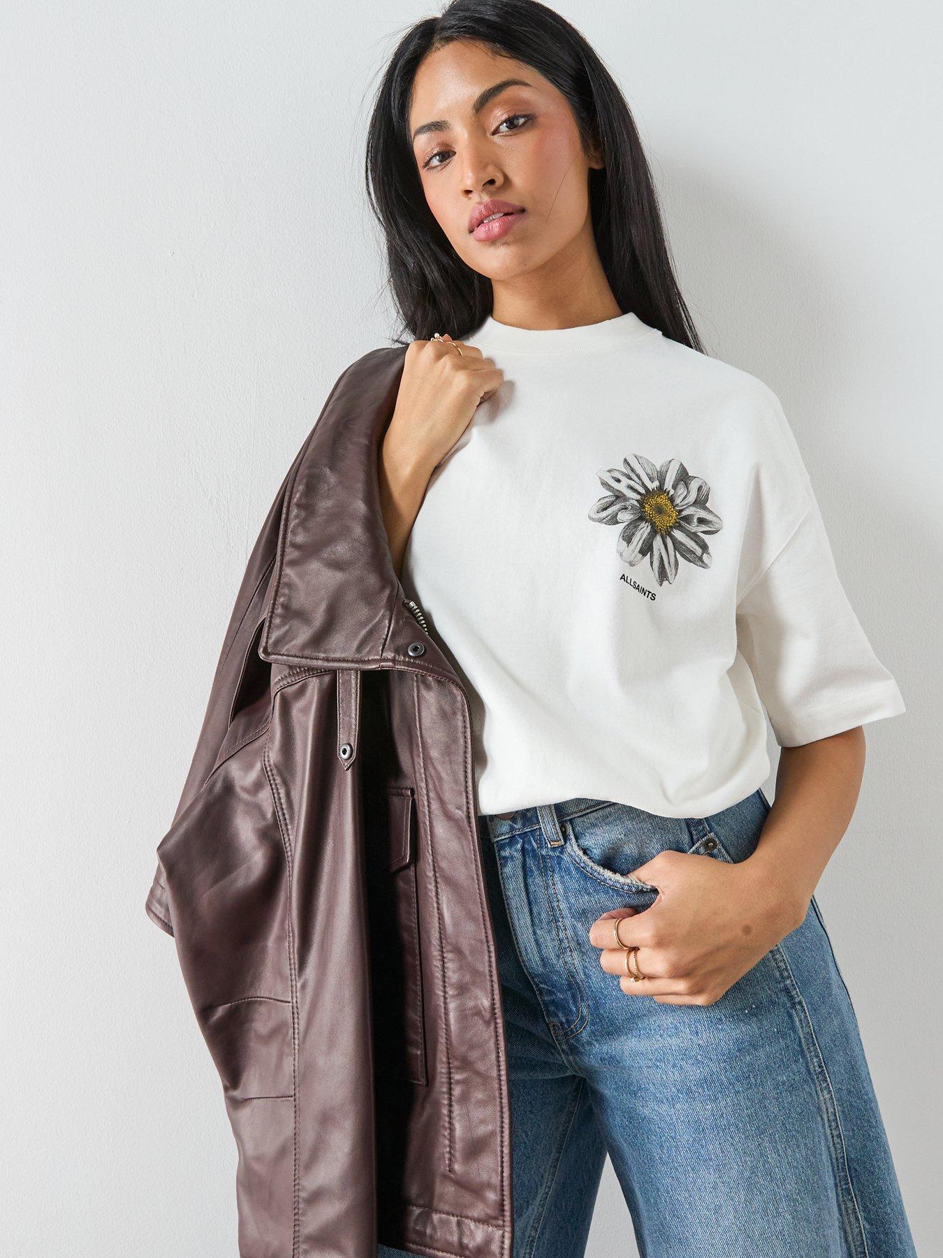 Image 5 of 5 of AllSaints Petal Etta Print Tee - White