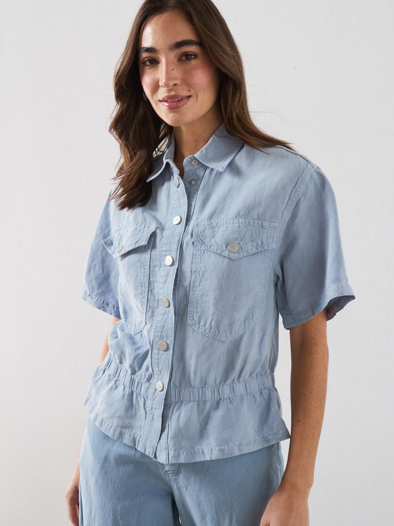 AllSaints Tove Linen Mix Shirt - Blue