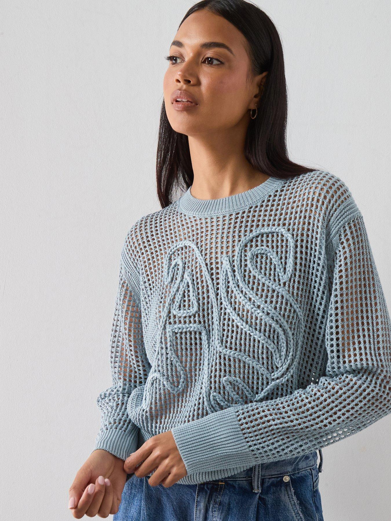AllSaints Raelyn Relaxed Fit Open Stitch Jumper - Blue