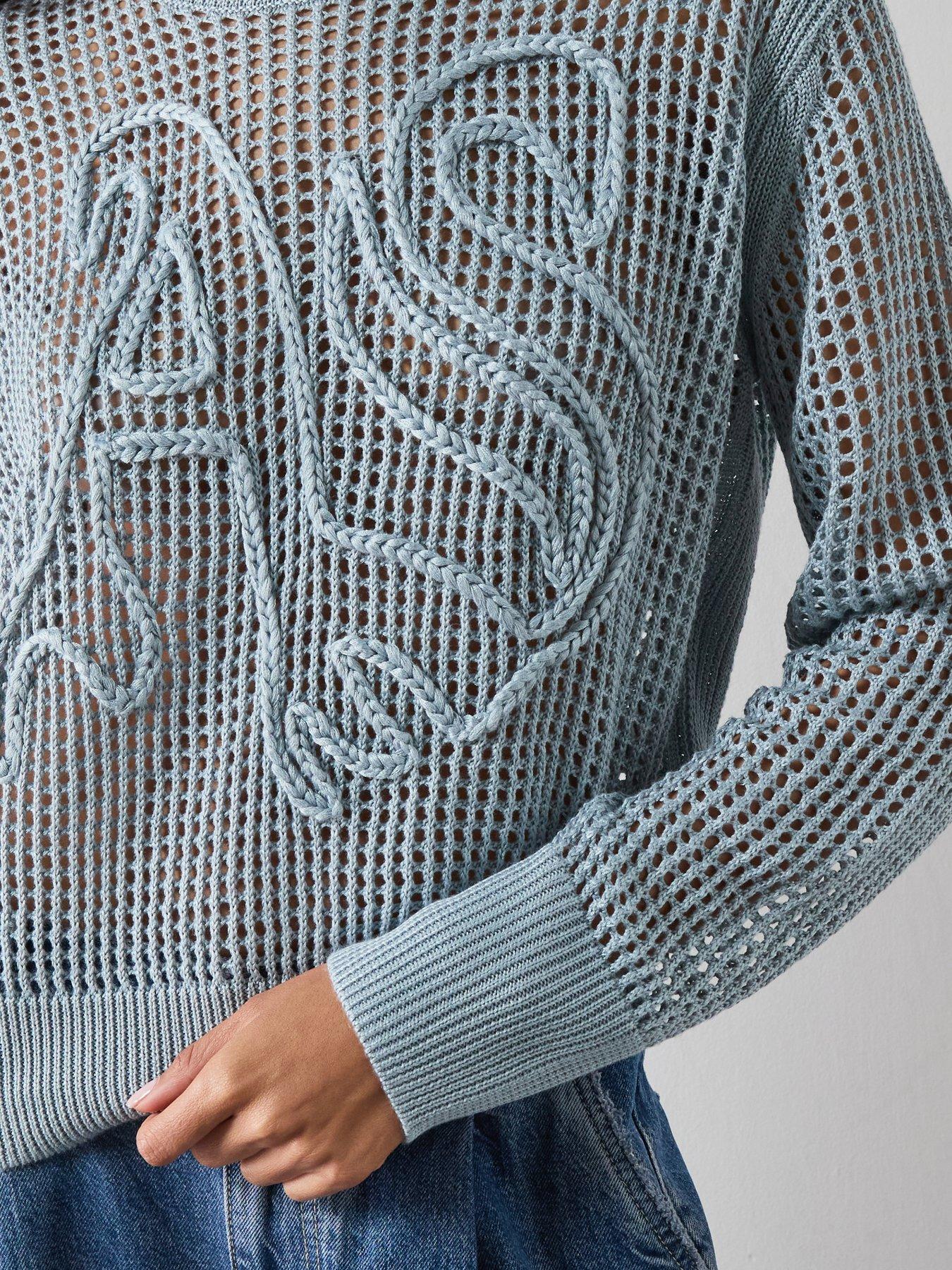 Image 6 of 6 of AllSaints Raelyn Relaxed Fit Open Stitch Jumper - Blue