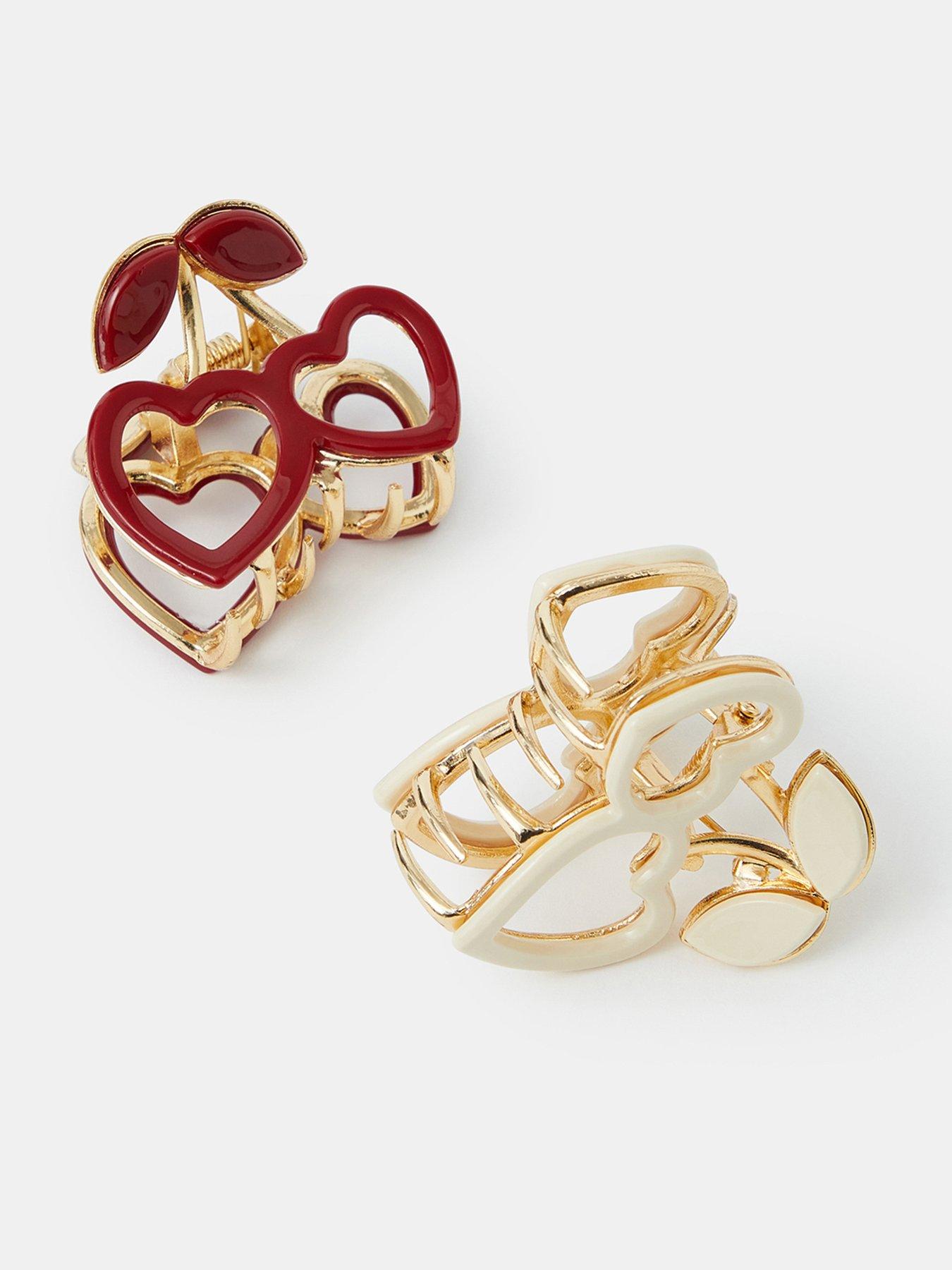 Image 3 of 3 of Accessorize 2-pack Mini Cherry Heart Claw Clips