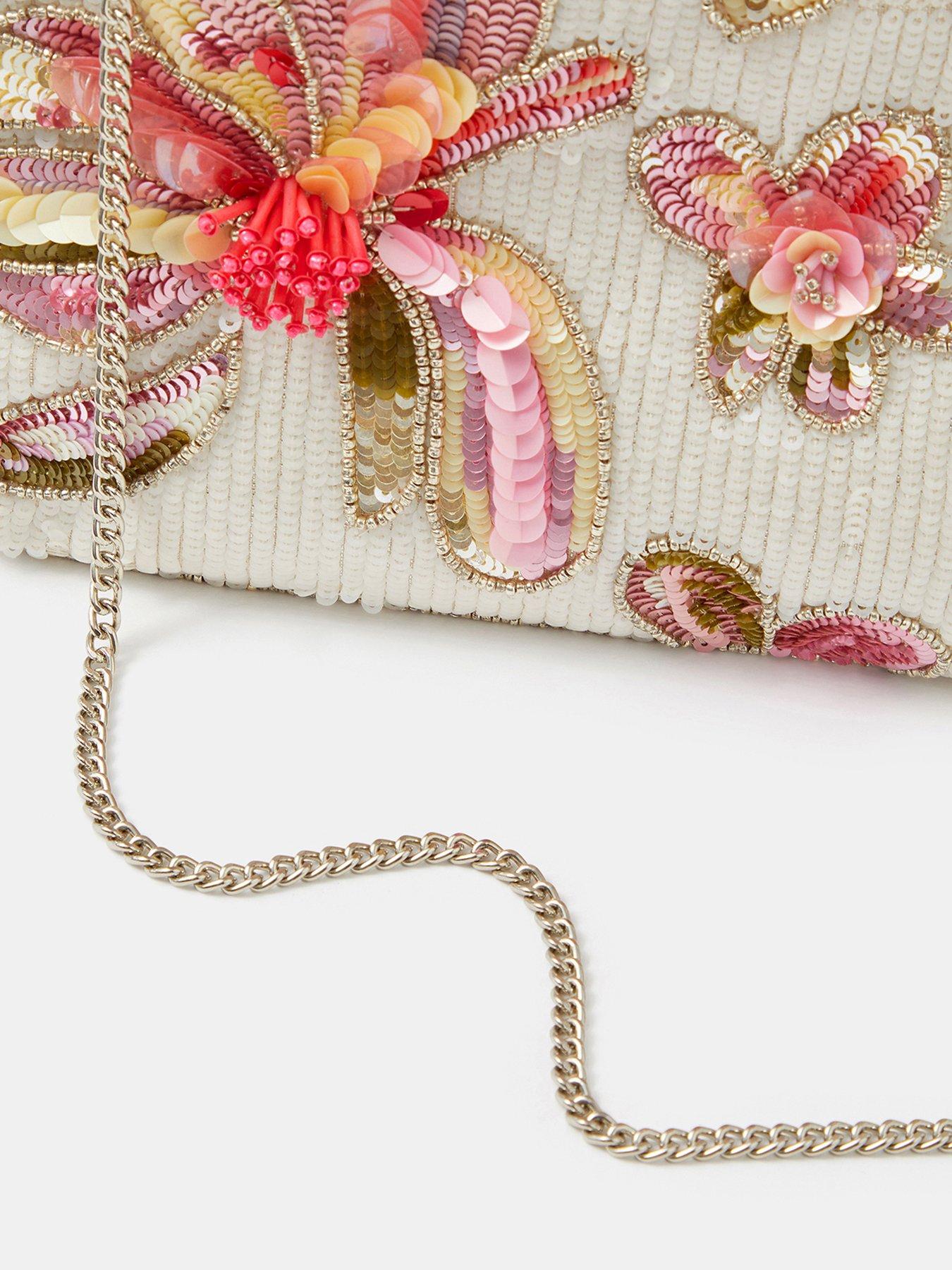 Image 5 of 5 of Accessorize Floral Sequin Clutch Bag