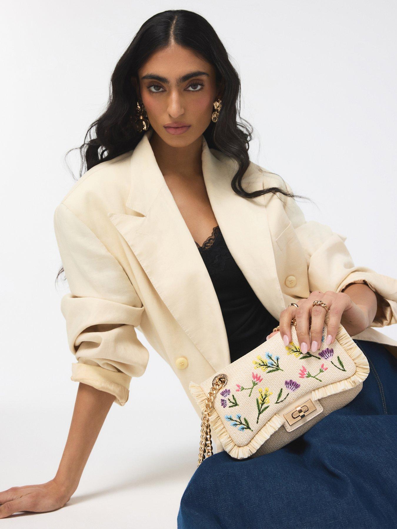 Aldo Thaliana Embroderied Shoulder Bag - Natural