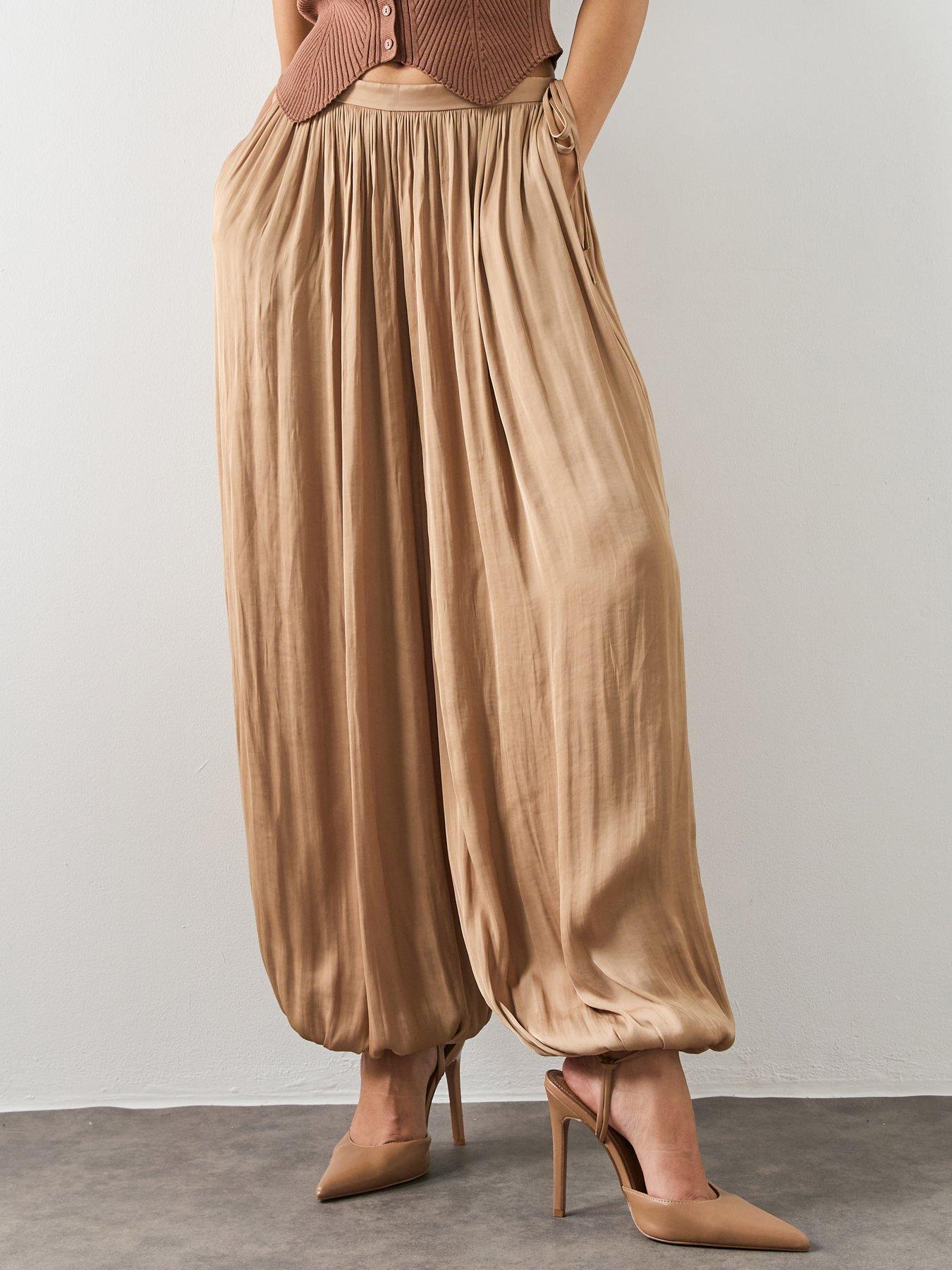 AllSaints Eshe Baggy Fit Satin Trousers - Brown