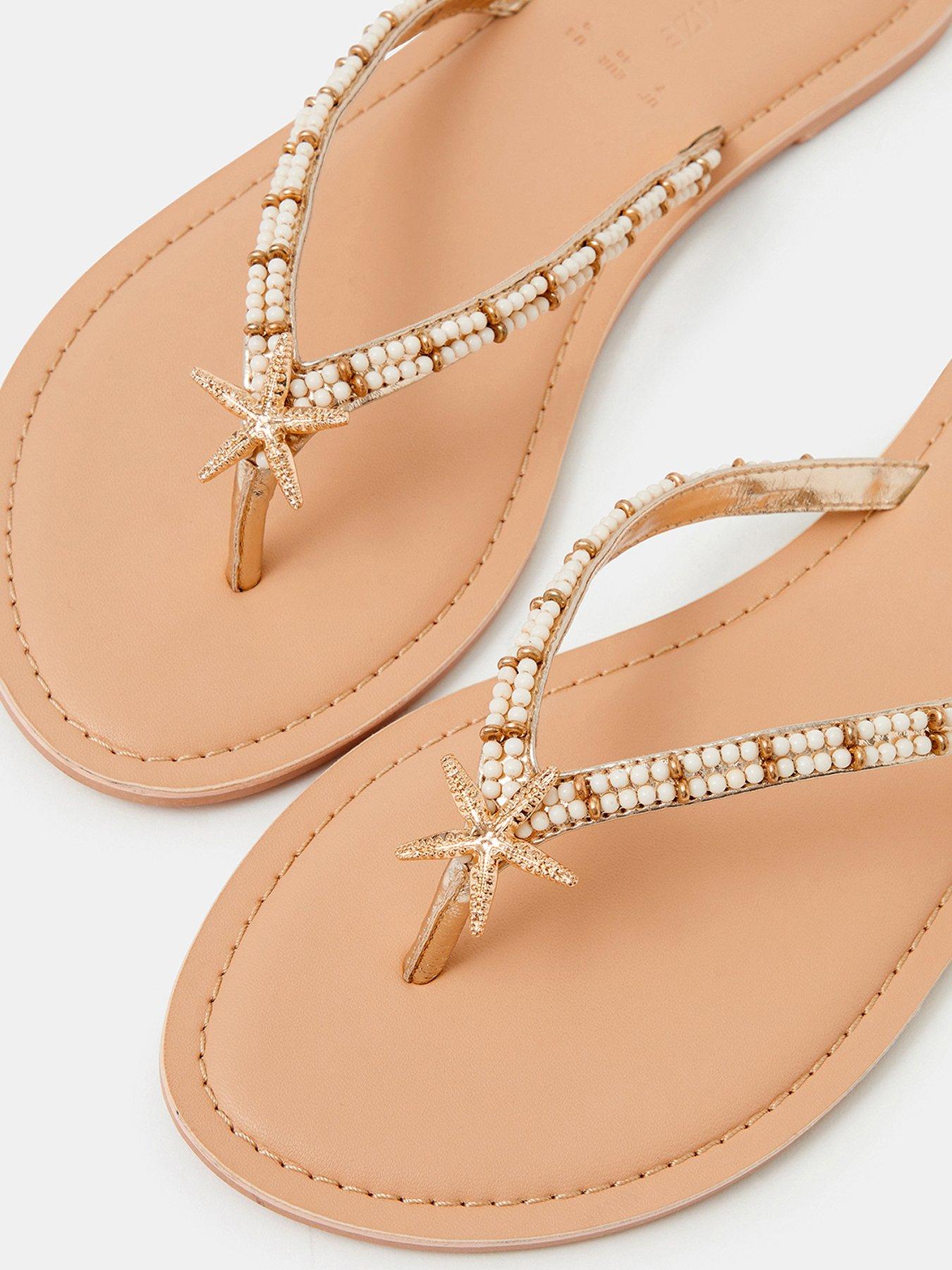 Image 3 of 4 of Accessorize Starfish Beaded Flip Flops