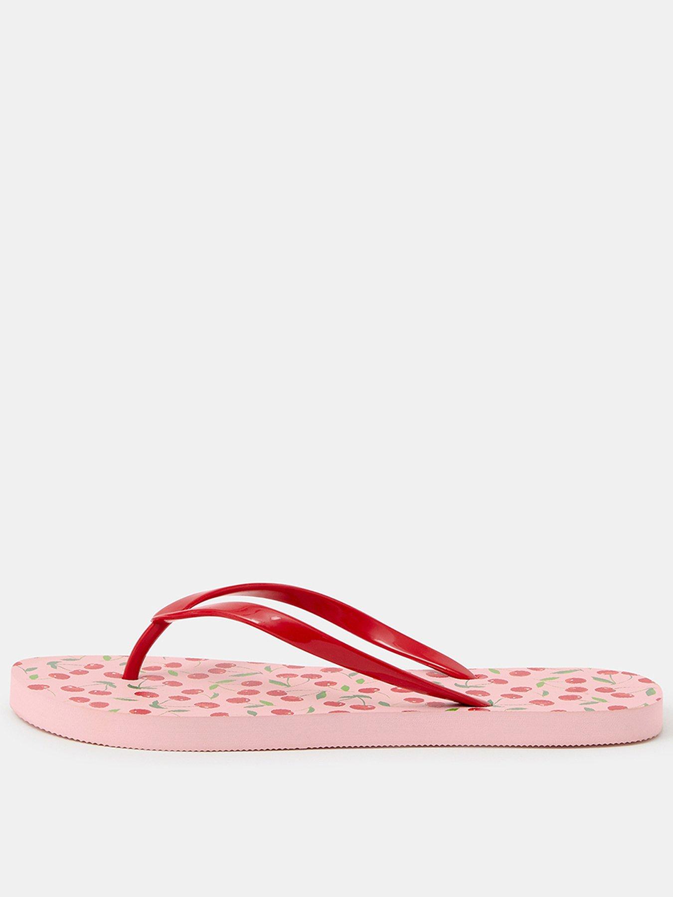 Image 1 of 4 of Accessorize Cherry Print Flip Flops