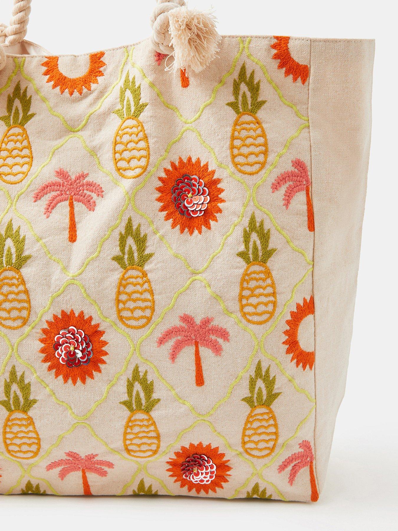 Image 5 of 5 of Accessorize Pineapple Embroidered Beach Bag