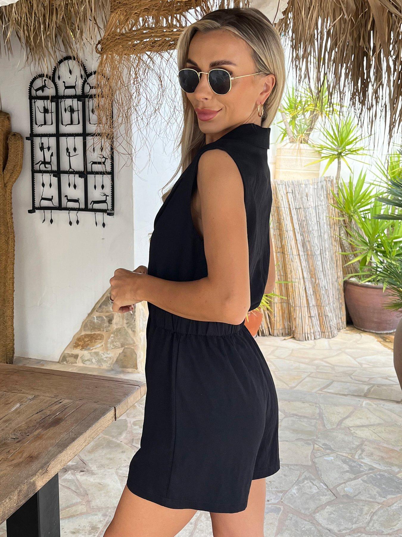 ax-paris-black-collared-shirt-playsuitoutfit