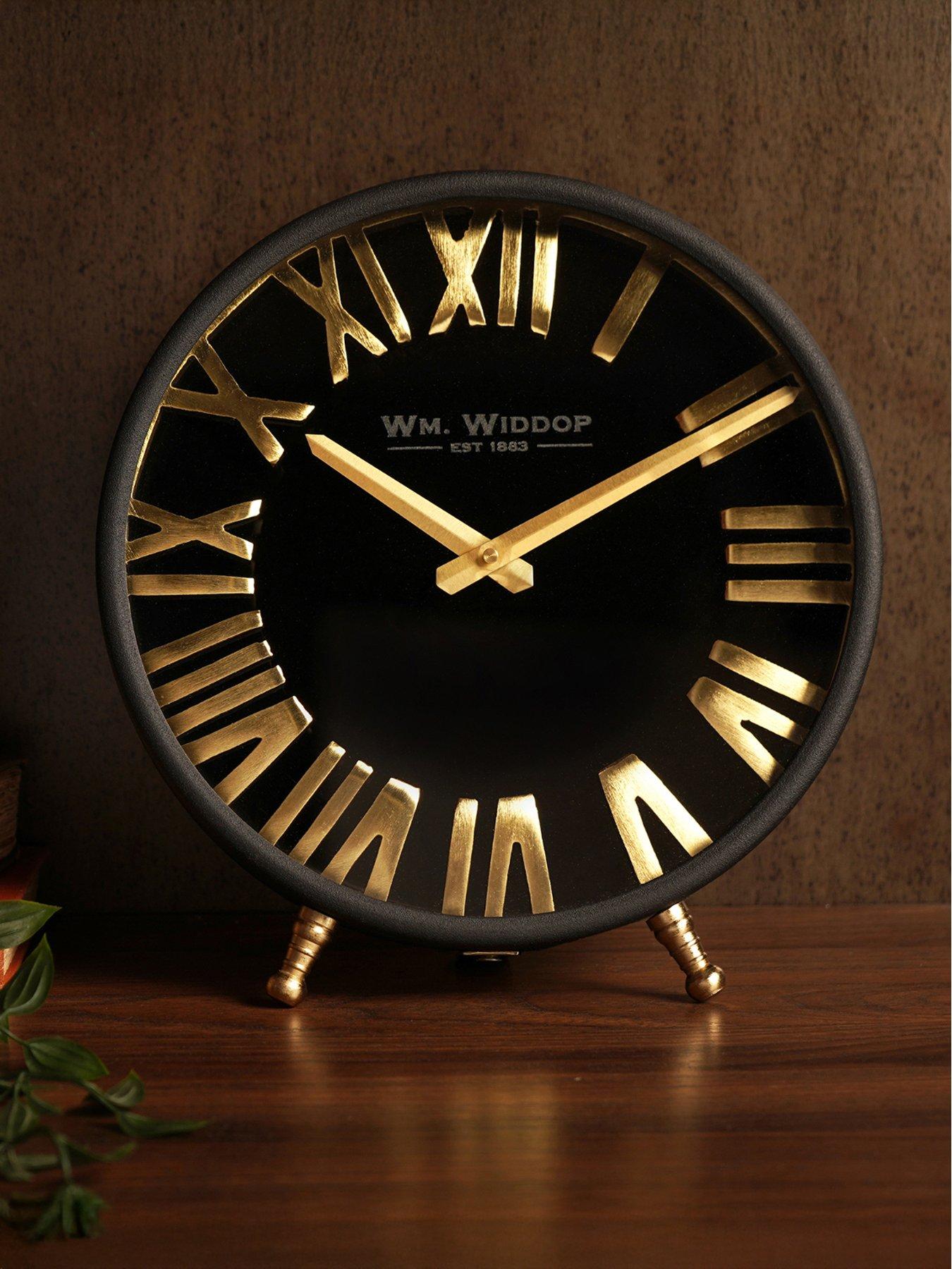 hestia-black-gold-table-clock-25cmfront
