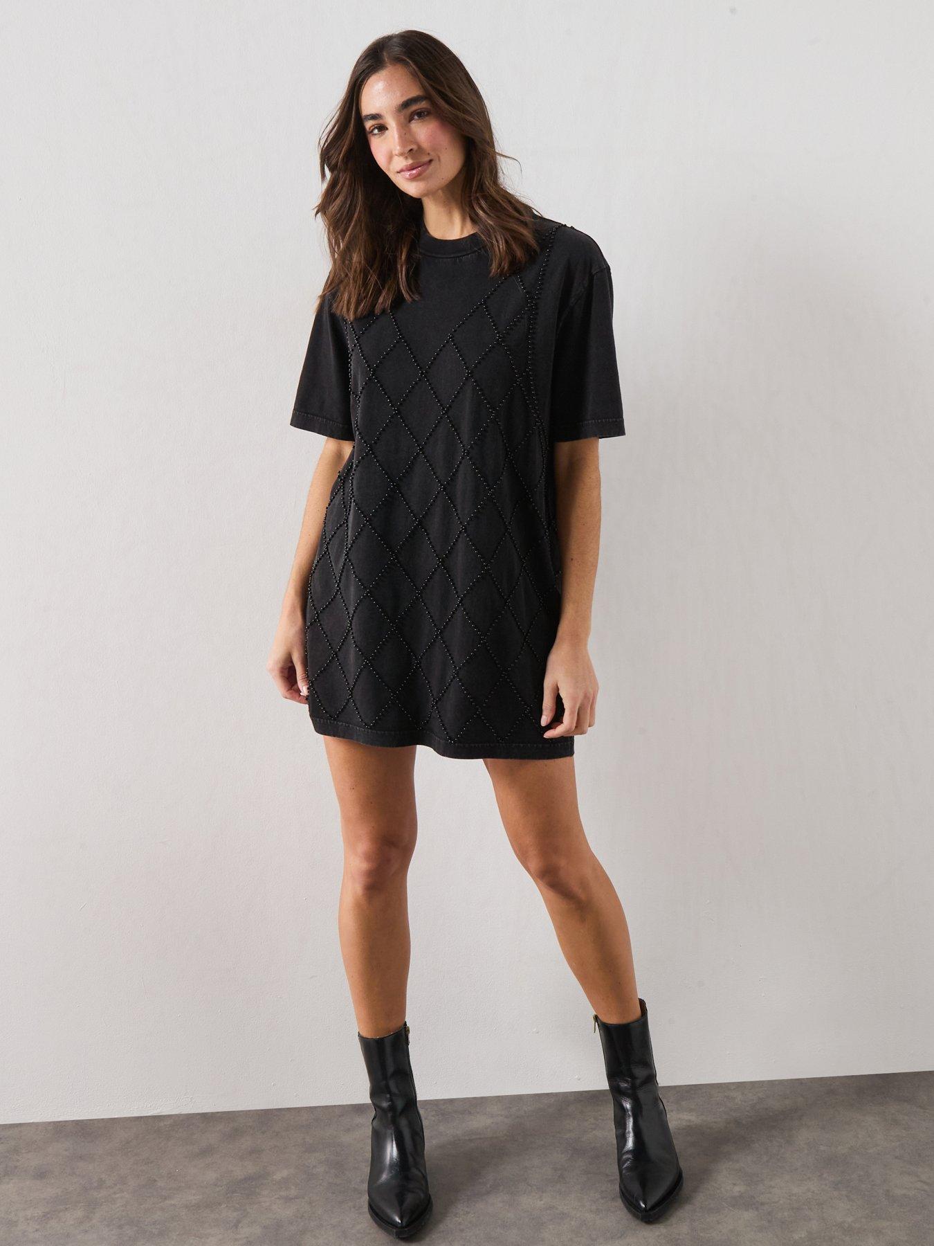 AllSaints Darcey Relaxed Fit Mini T-Shirt Dress - Black
