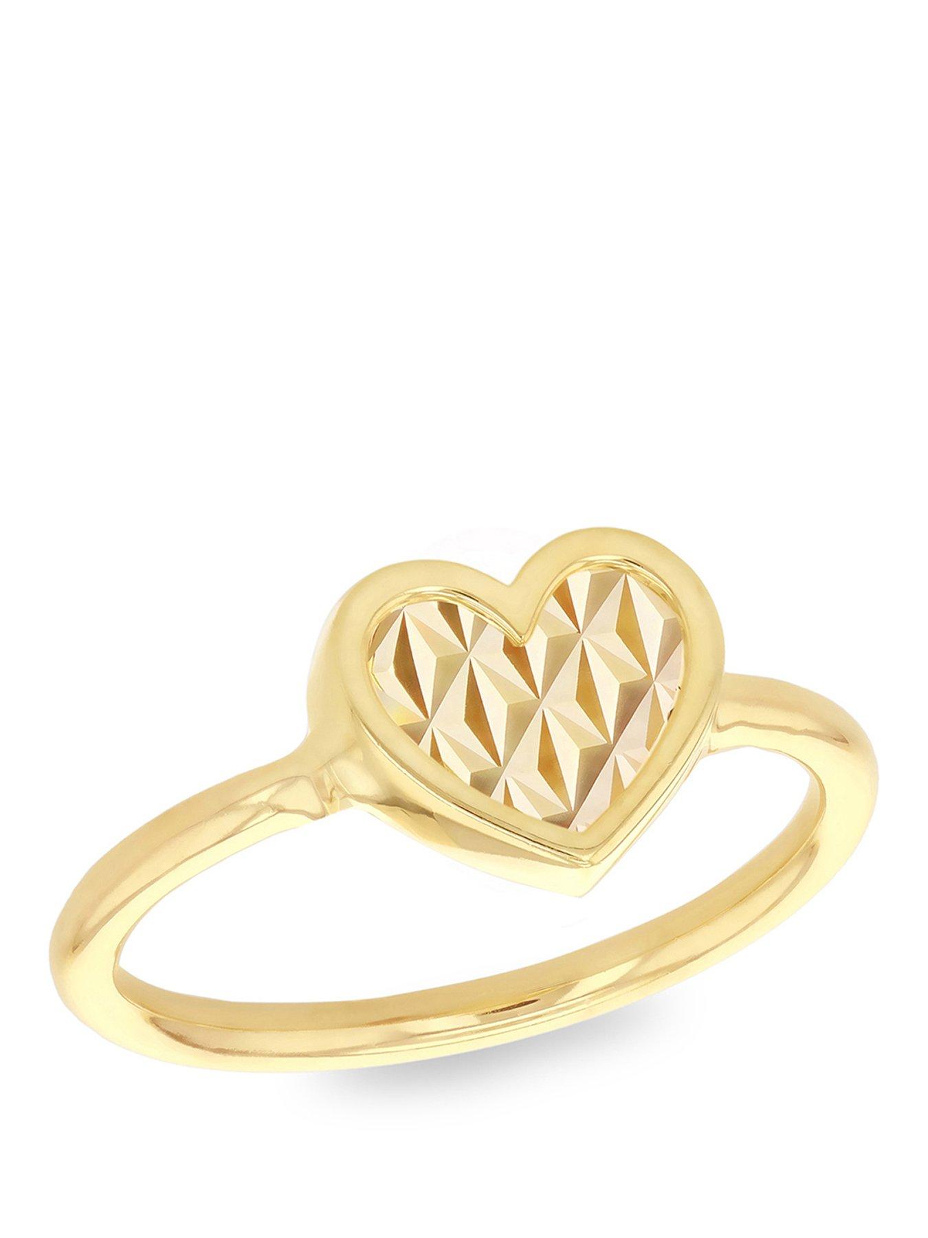 Image 1 of 5 of The Love Collection 9ct Yellow Gold 9mm x 7.9mm Shimmer Heart Ring