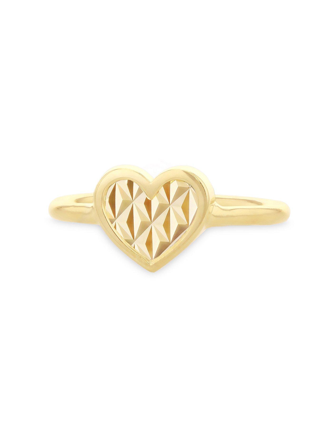 Image 2 of 5 of The Love Collection 9ct Yellow Gold 9mm x 7.9mm Shimmer Heart Ring