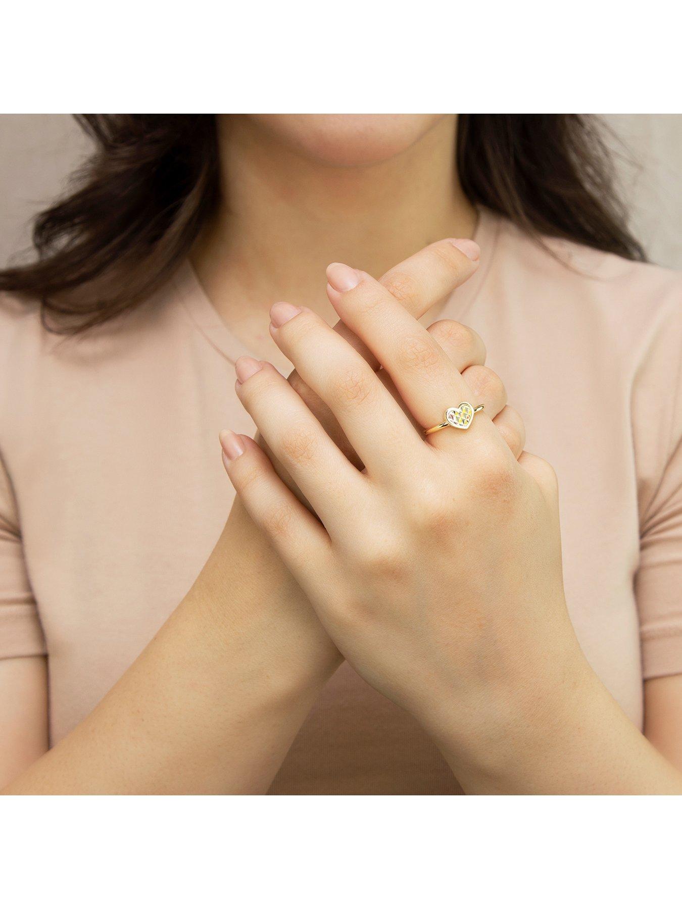 Image 4 of 5 of The Love Collection 9ct Yellow Gold 9mm x 7.9mm Shimmer Heart Ring