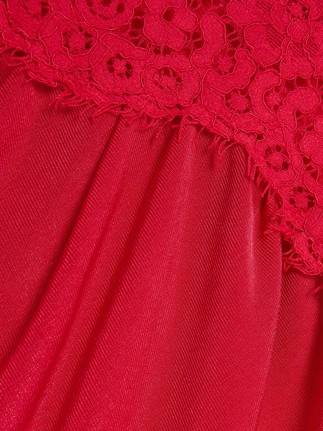 Image 6 of 6 of River Island Sl Lace Trim Asym Tunic - Pink