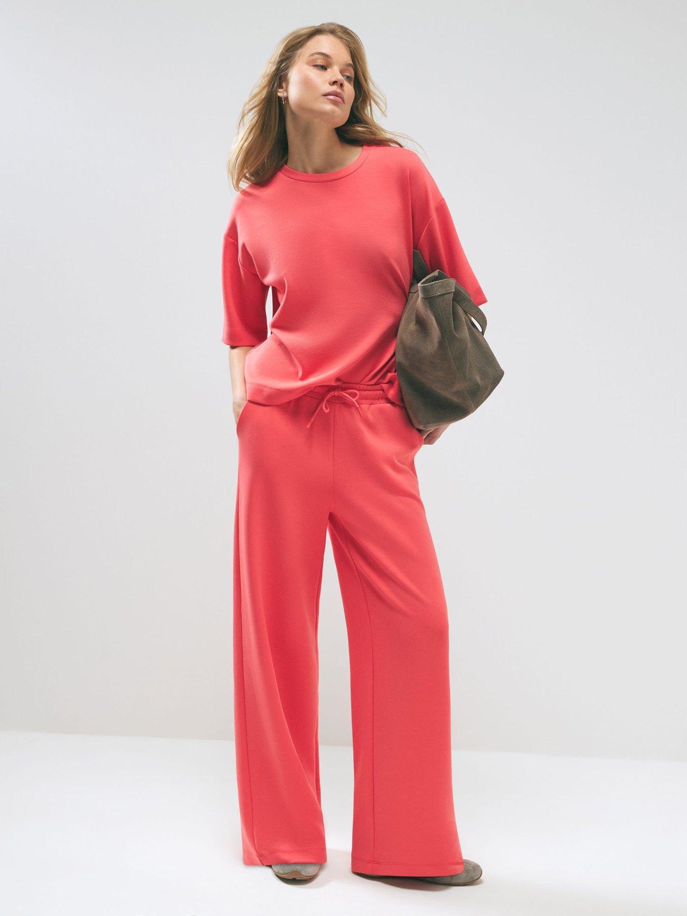 River Island High Waist Neo Premium Wide Leg Jogger - Orange