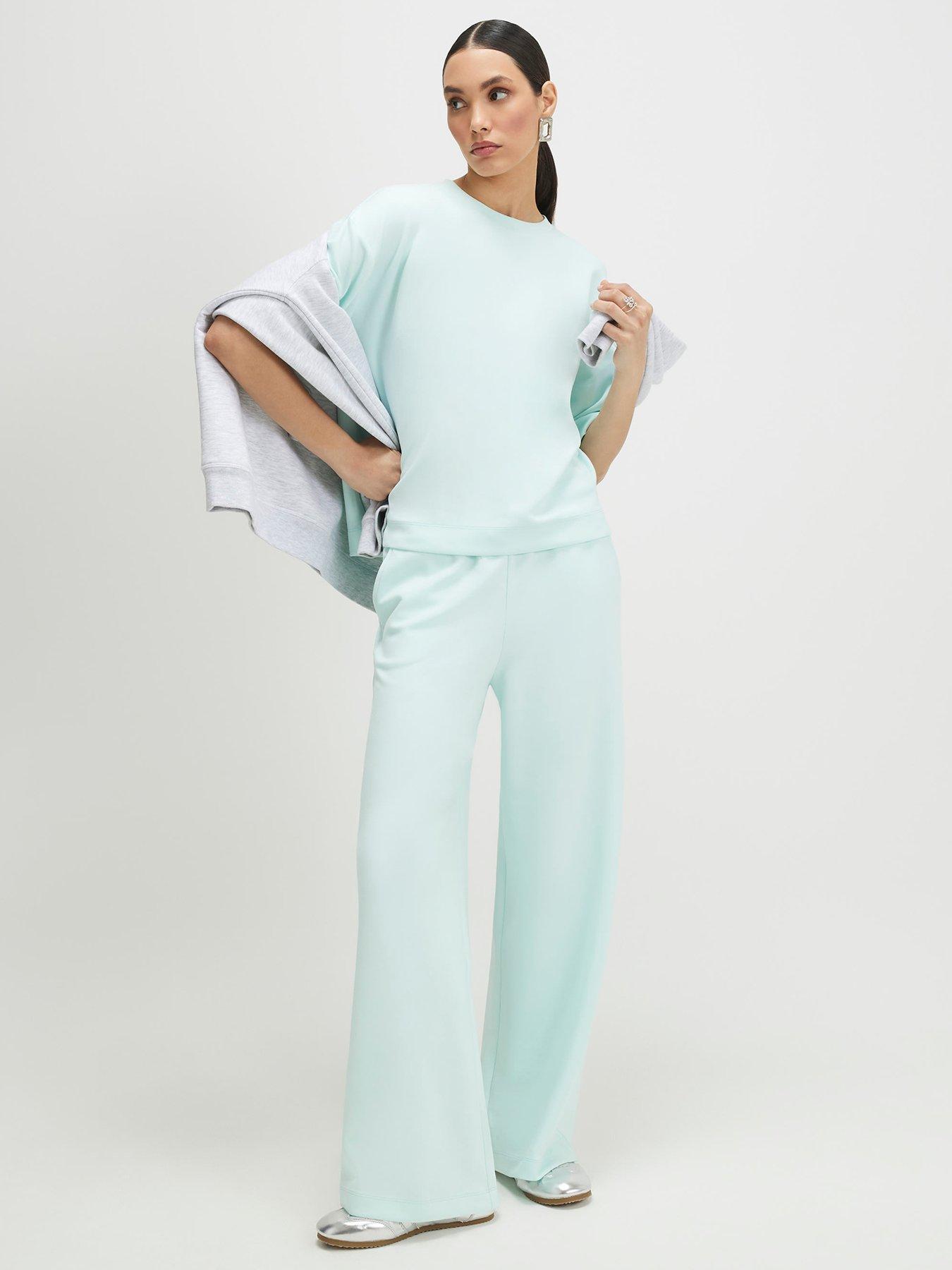 River Island High Waist Neo Premium Co-ord Wide Leg Jogger - Green
