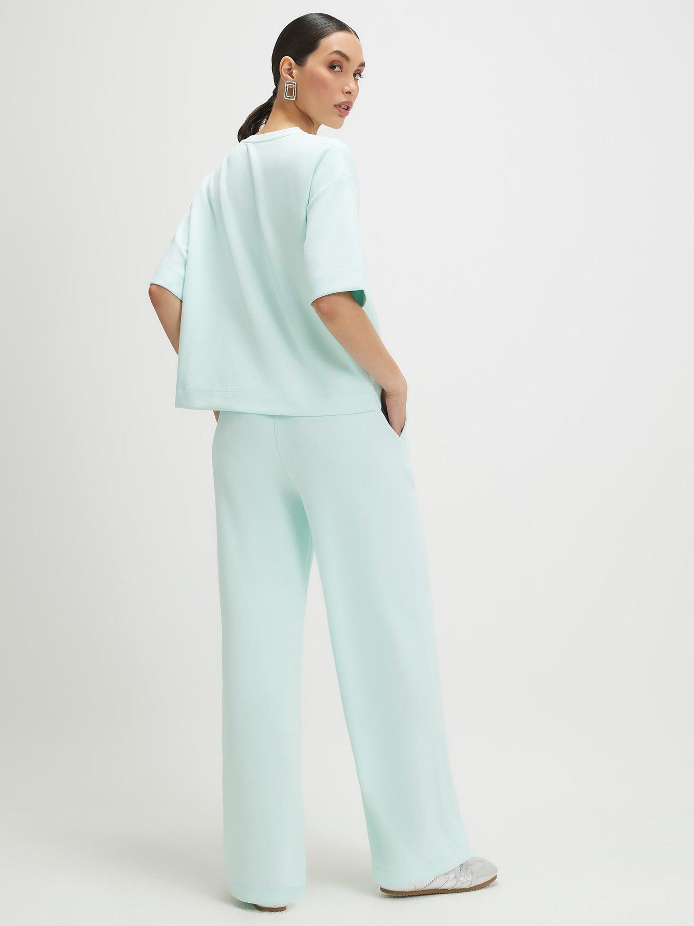 Image 2 of 6 of River Island High Waist Neo Premium Co-ord Wide Leg Jogger - Green