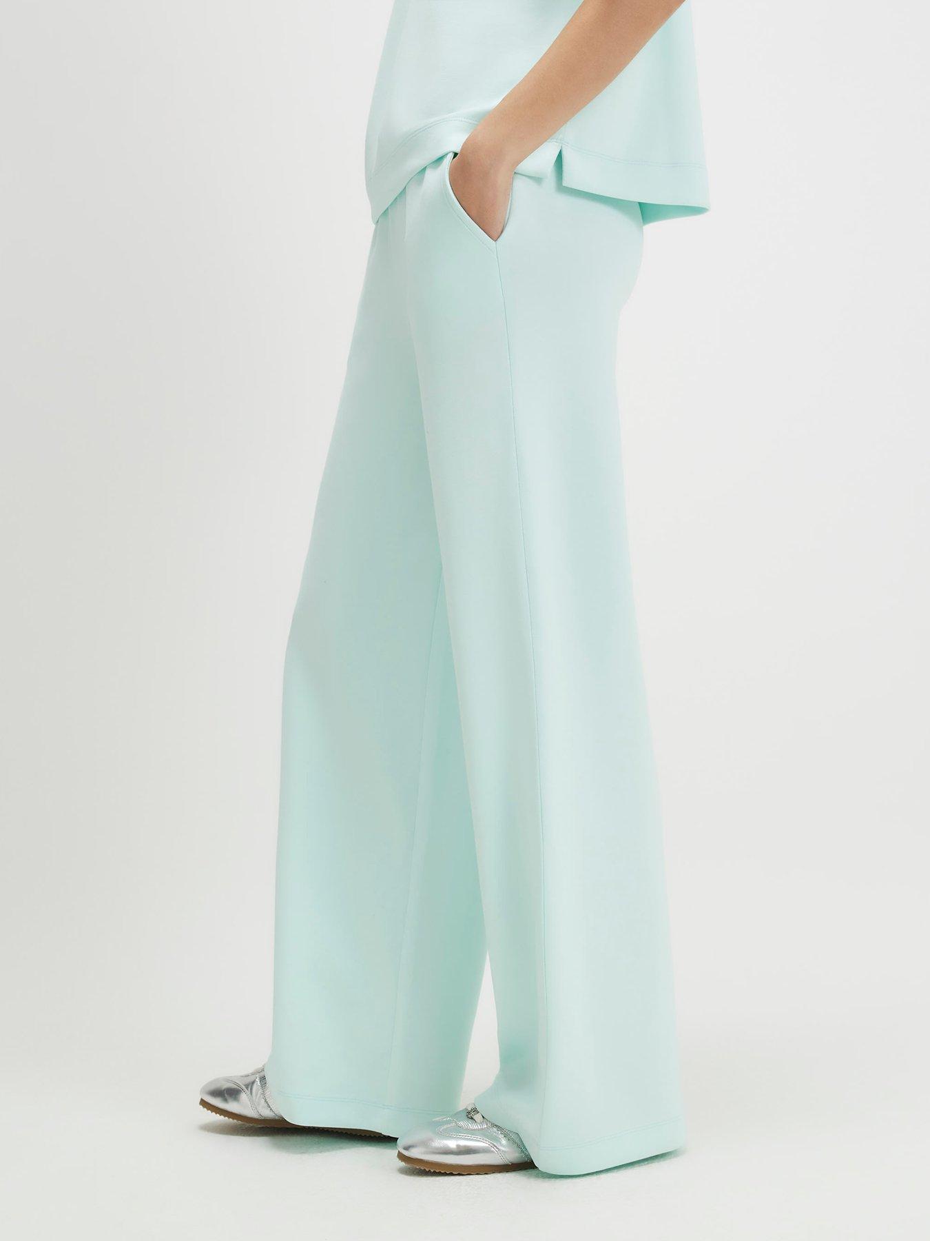 Image 4 of 6 of River Island High Waist Neo Premium Co-ord Wide Leg Jogger - Green