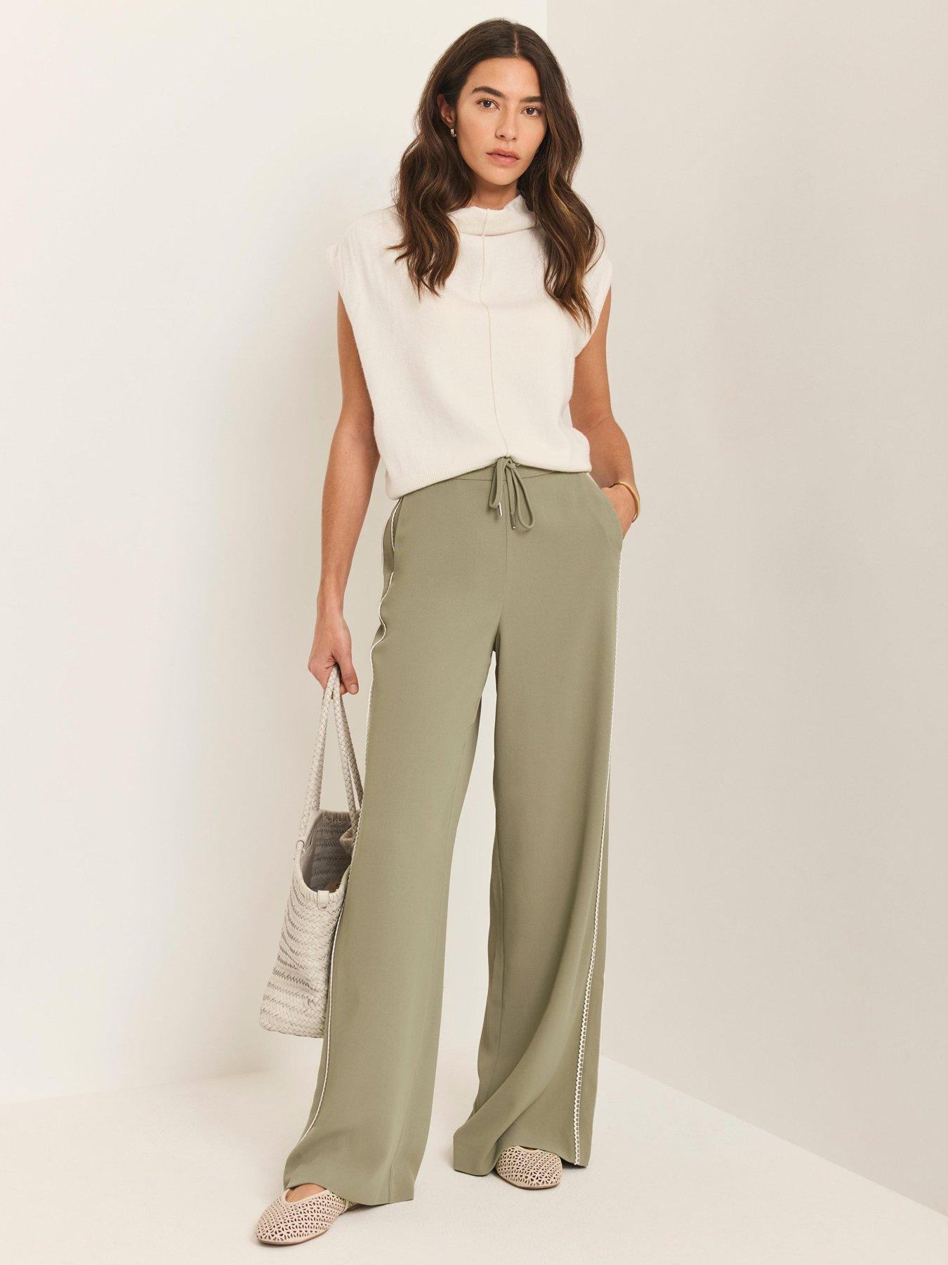 mint-velvet-scallop-stripe-trousers-khakistillFront