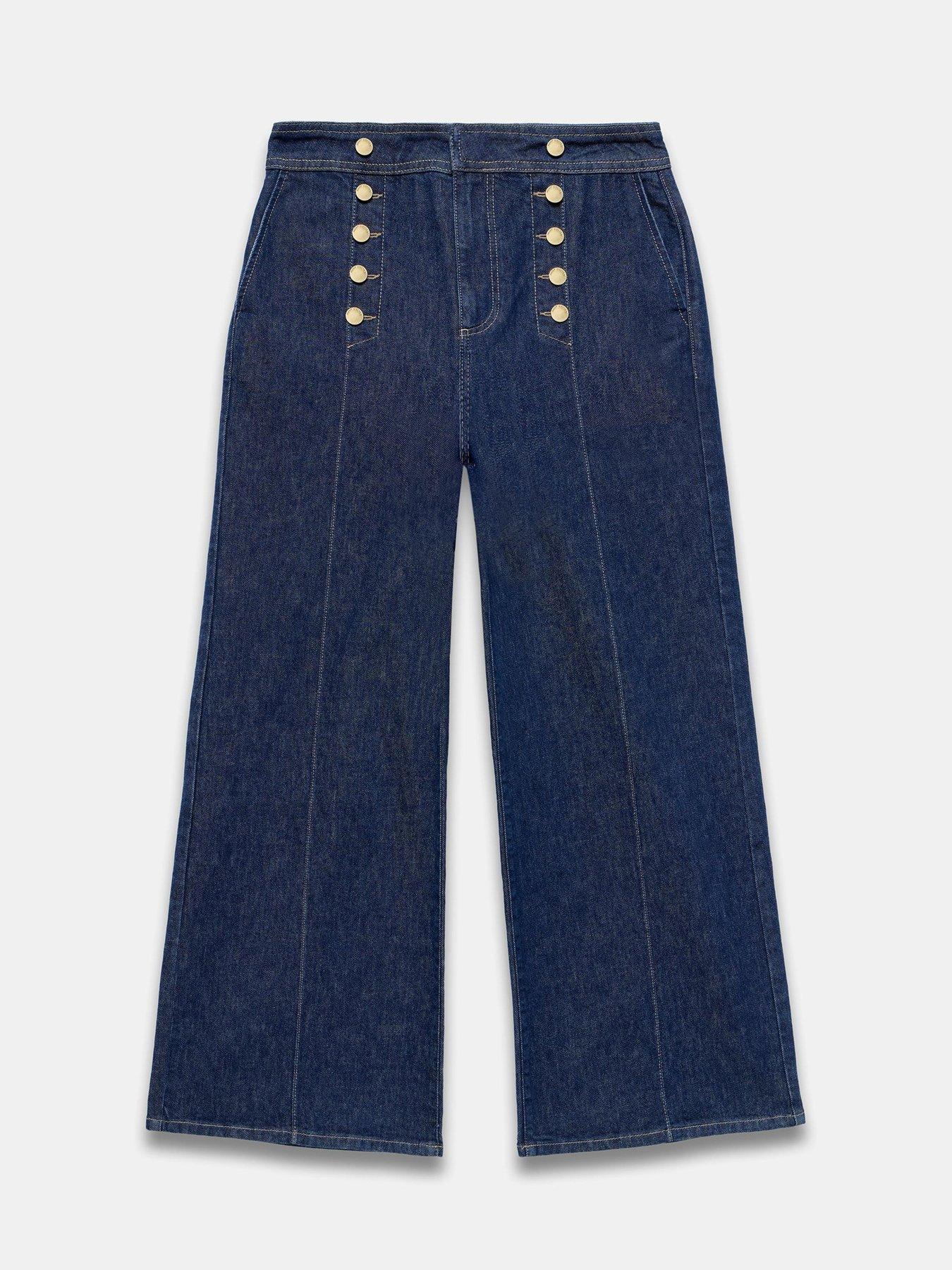 Image 5 of 6 of Mint Velvet Dark Indigo Button Front Jean